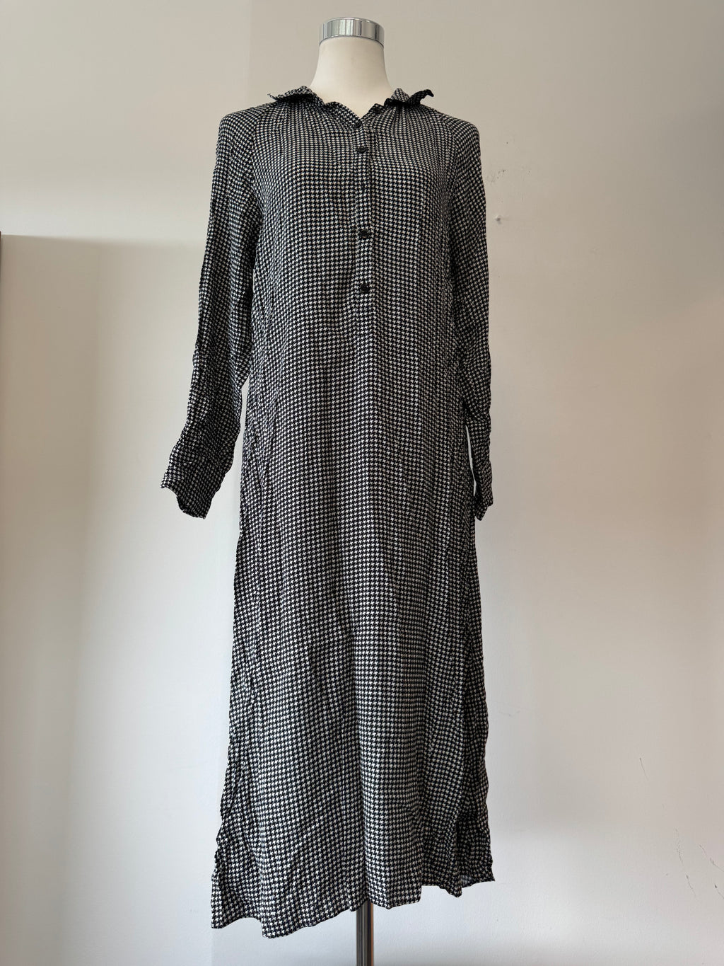 Zara Houndstooth Maxi Dress, Black/White, Size M, Very Good Condition