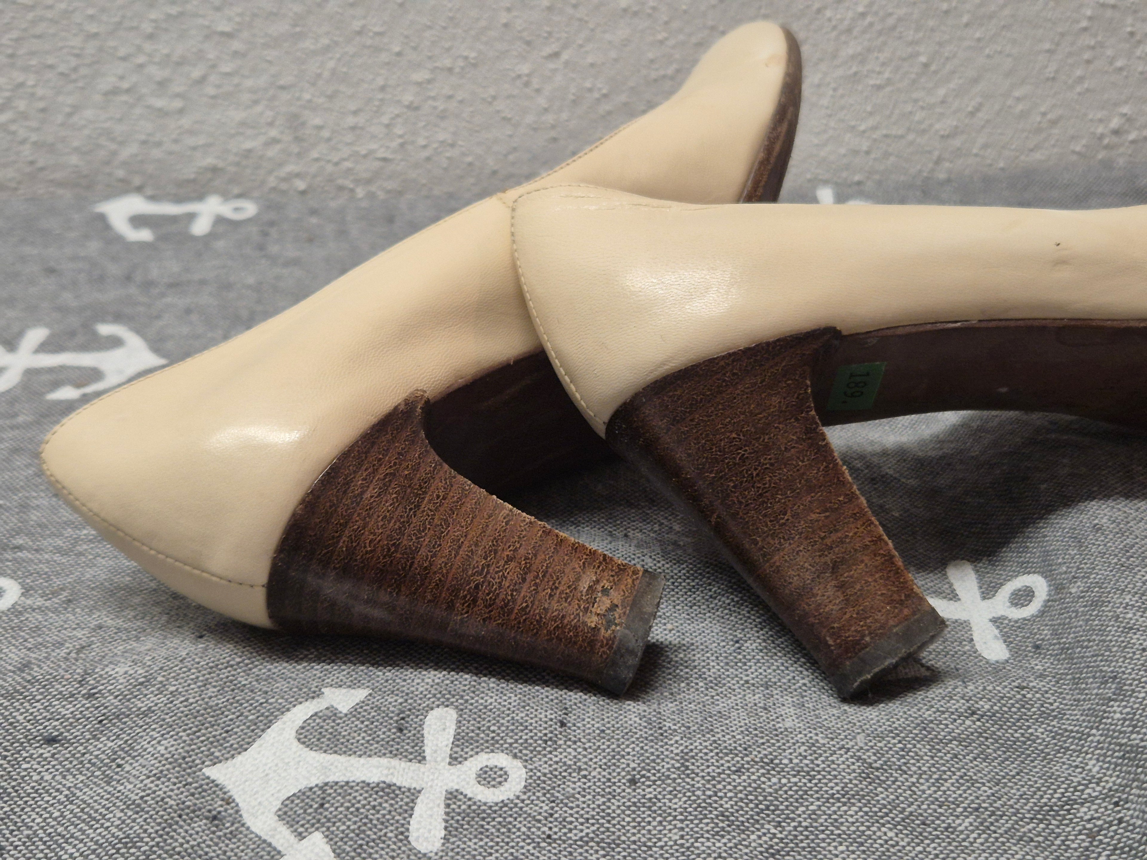 Lottusse Lederpumps, Beige, Gr. 38 – handgefertigt in Spanien, gebraucht