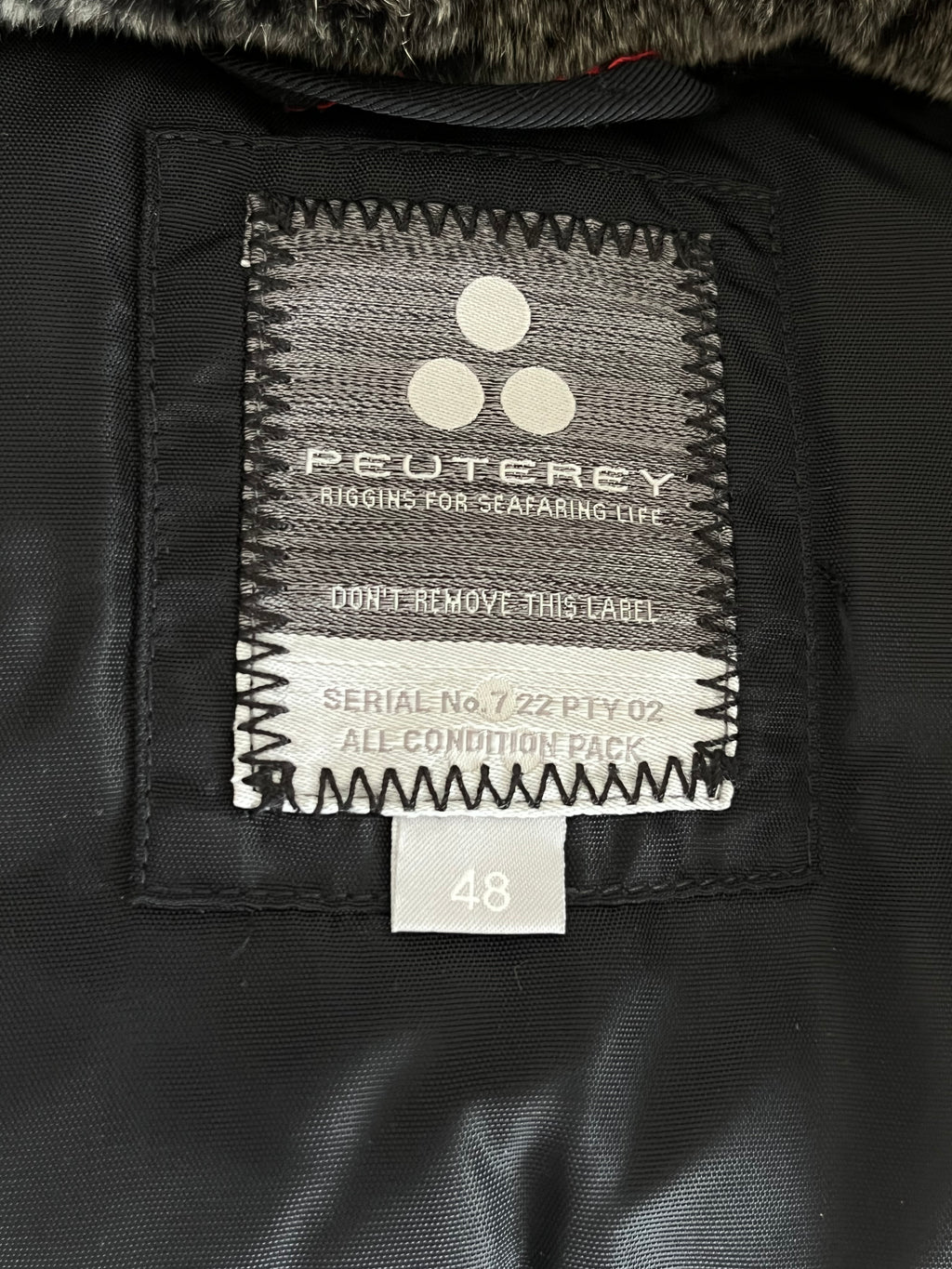 Peuterey Winter Jacket Black 48 Belt Faux Fur Collar Like New 722PTY02