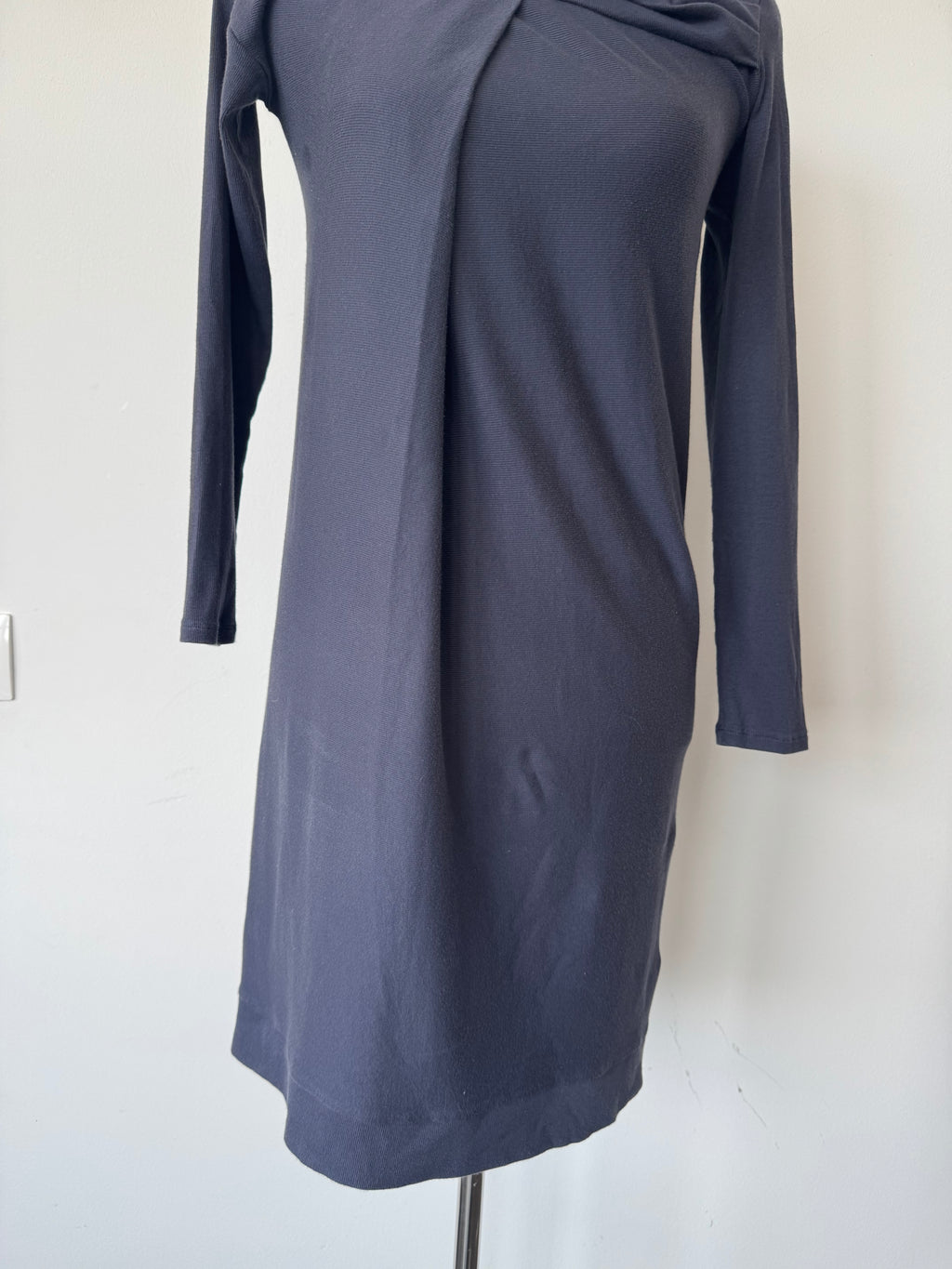 Brunello Cucinelli Cowl Neck Wollmix Kleid Navy M Sehr Gut