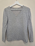 UpFashion Kaschmir V-Ausschnitt Pullover – Hellgrau, Größe S, guter Zustand