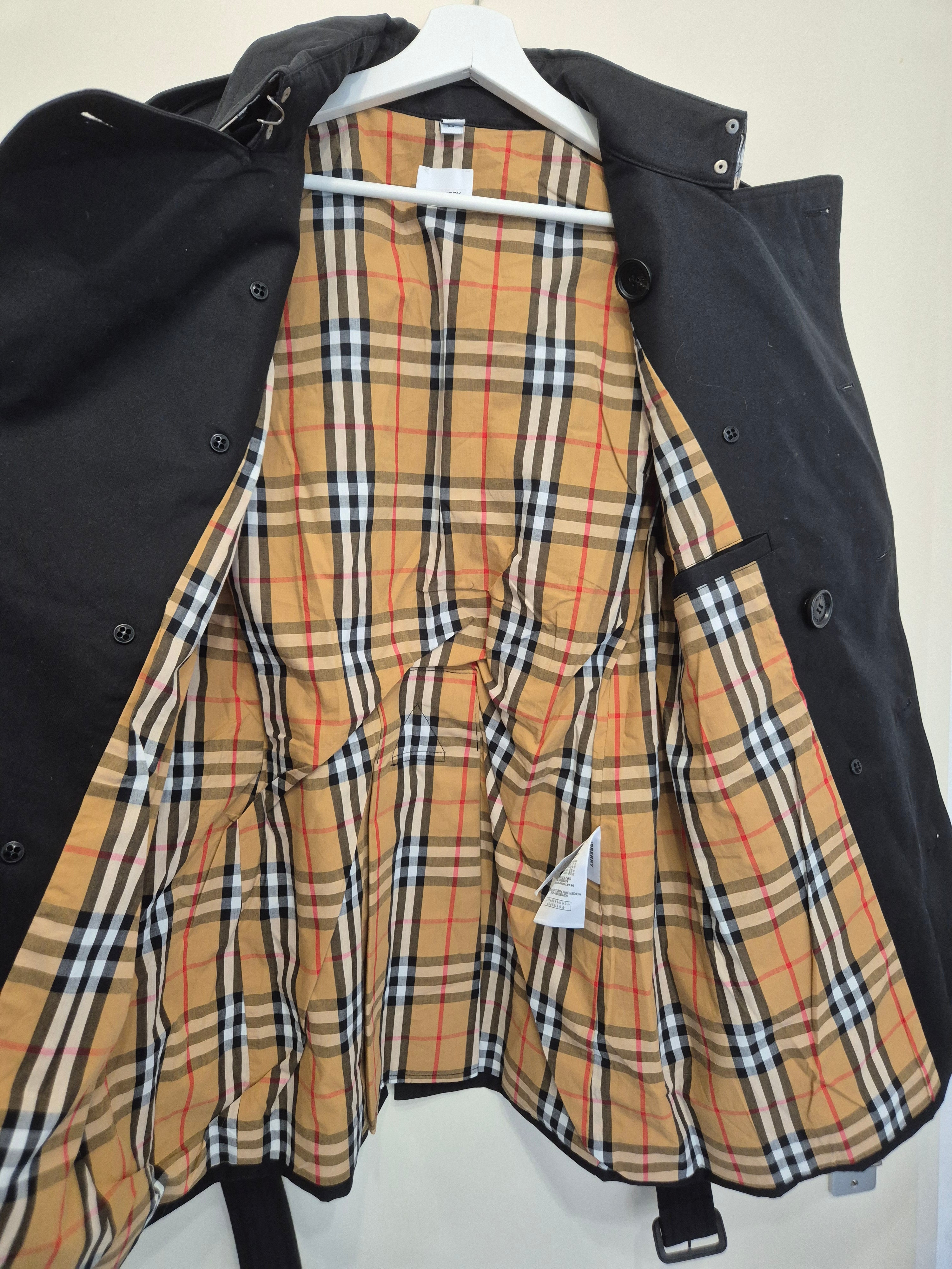 Burberry Kensington Trenchcoat Schwarz IT 44 Baumwolle Gürtel Sehr Gut