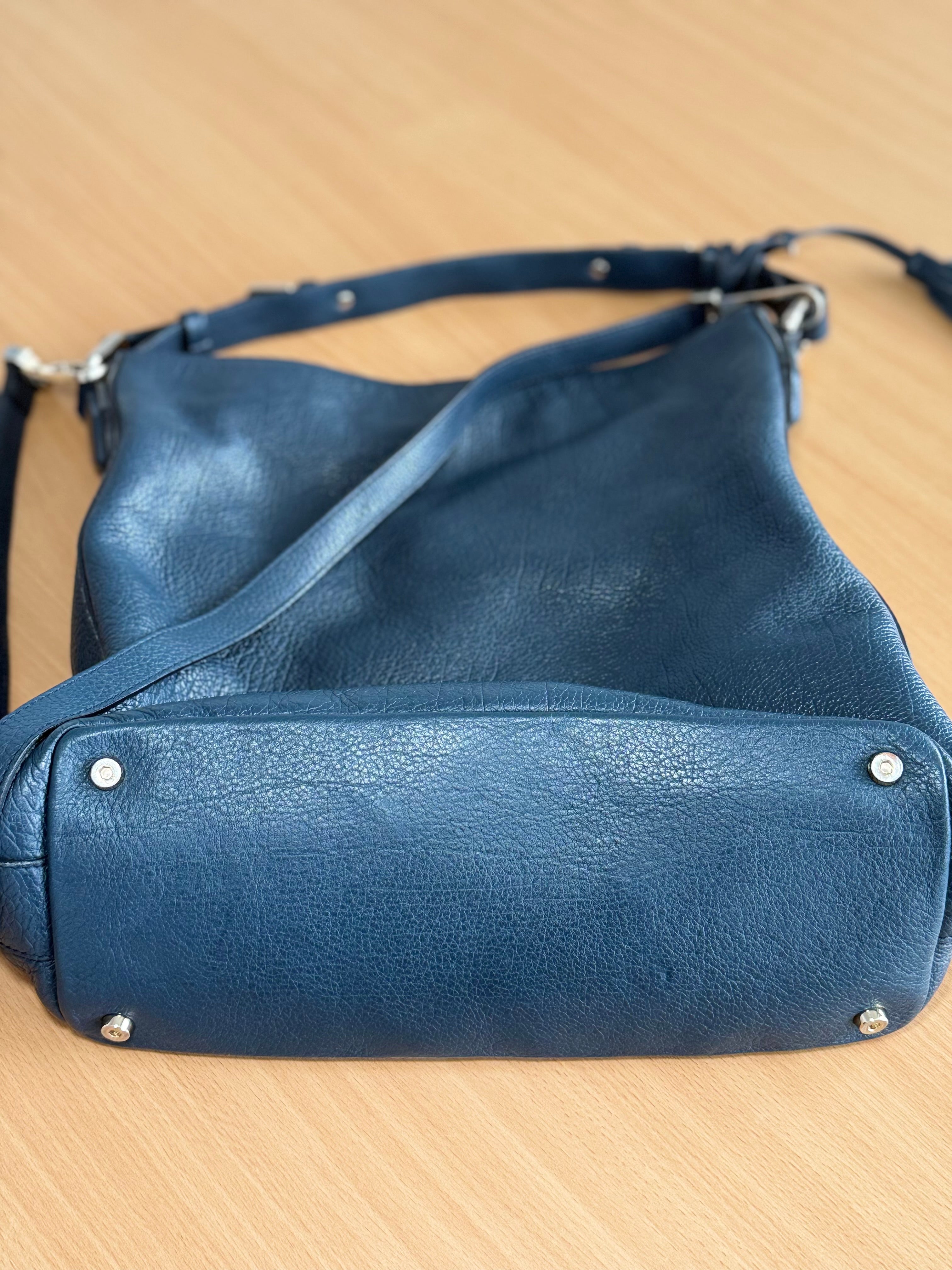 Coccinelle Pebbled Leather Hobo Bag, Medium, Dark Petrol Green