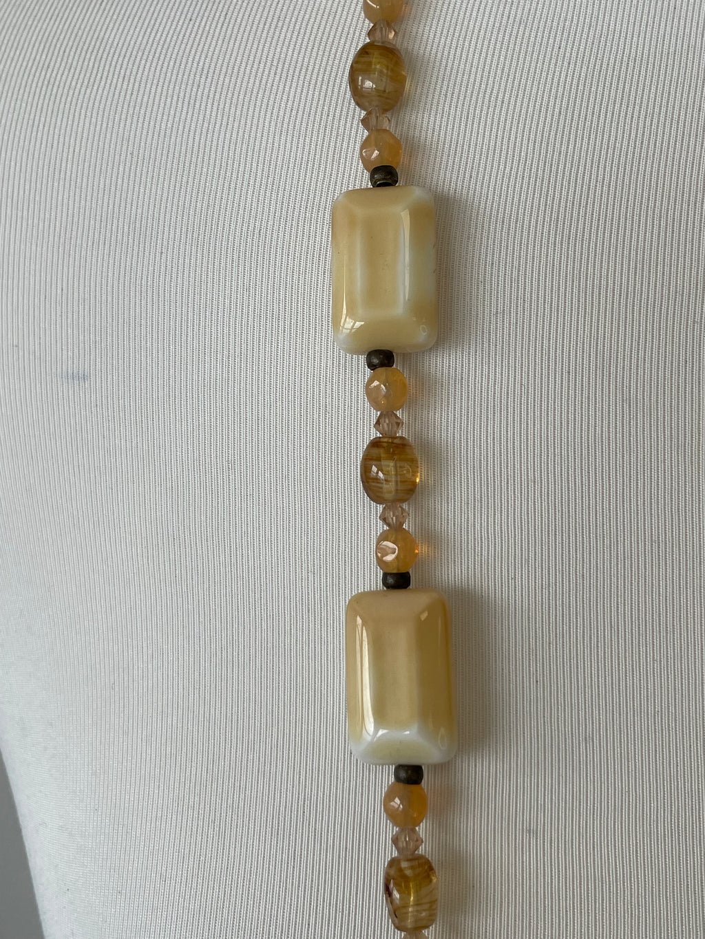 Vintage Abalone Kette 103cm Iridescent Weiß Gold guter Zustand