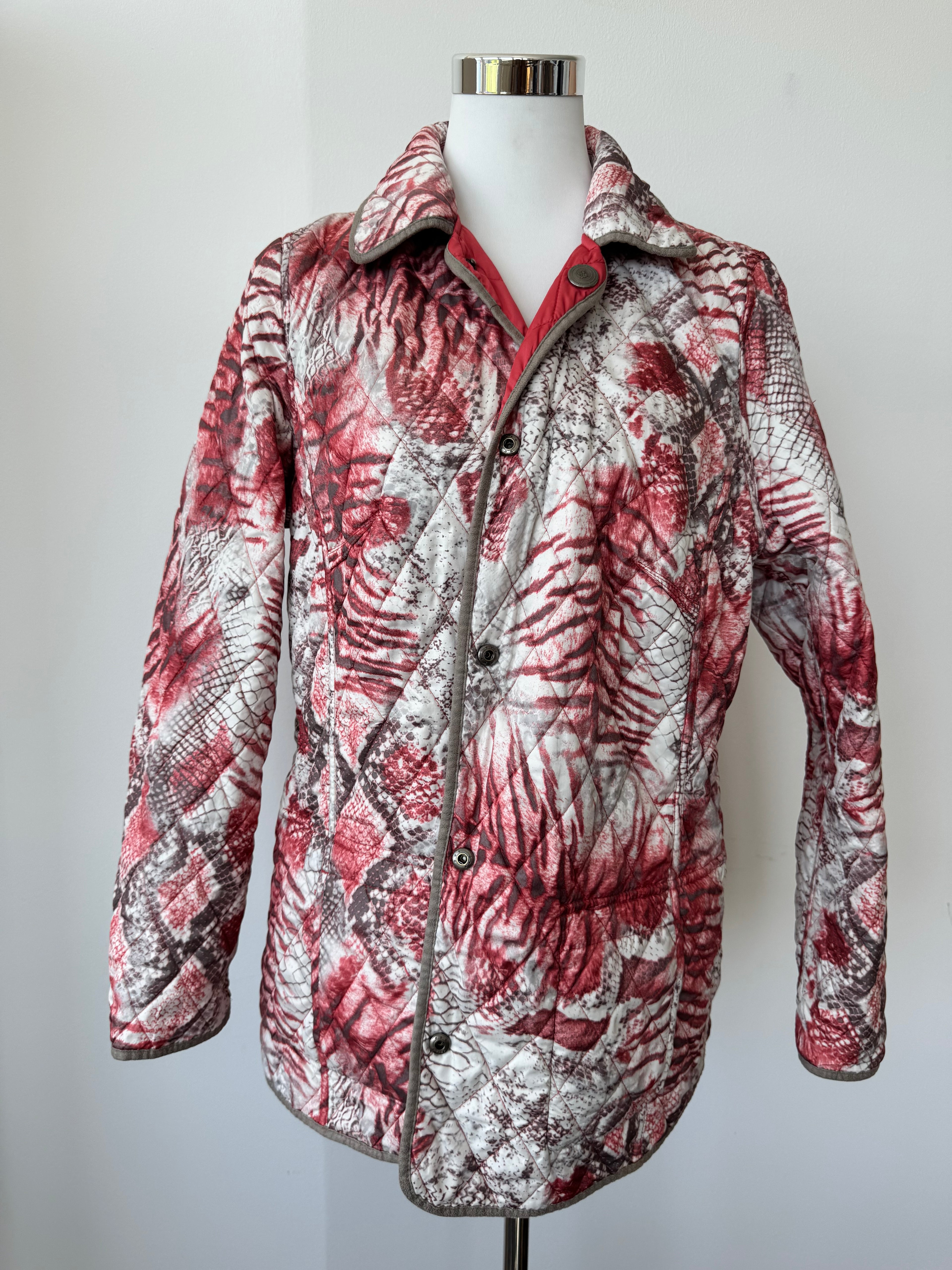 Barbara Lebek Reversible Quilted Jacket L Red/Snake Print Used