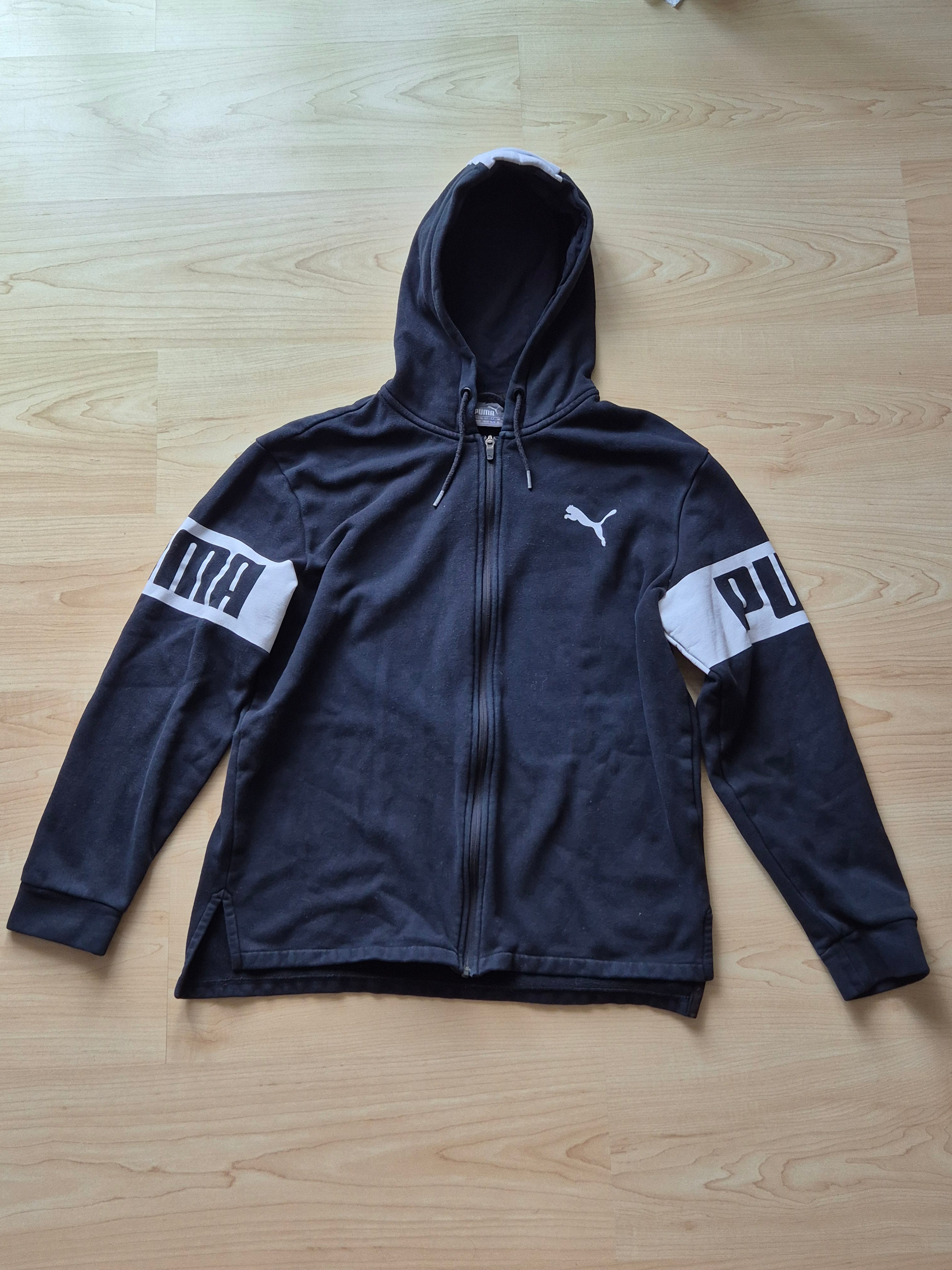 PUMA Power Full-Zip Hoodie – Schwarz/Weiß, Größe M, Gebraucht