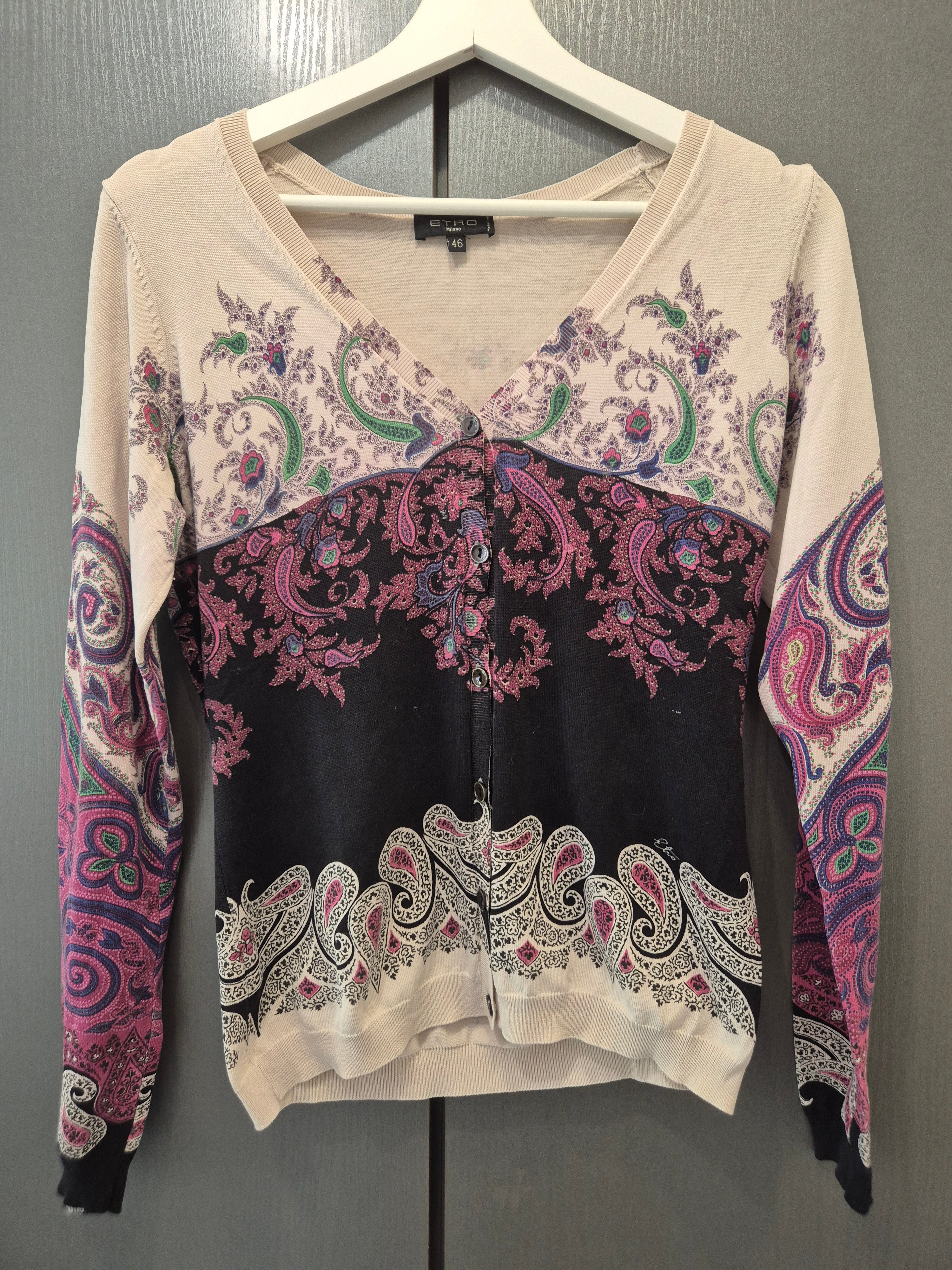 Etro Seiden-Cardigan – Paisley, Multicolor, Gr. IT 46 (DE 42/44), Guter Zustand