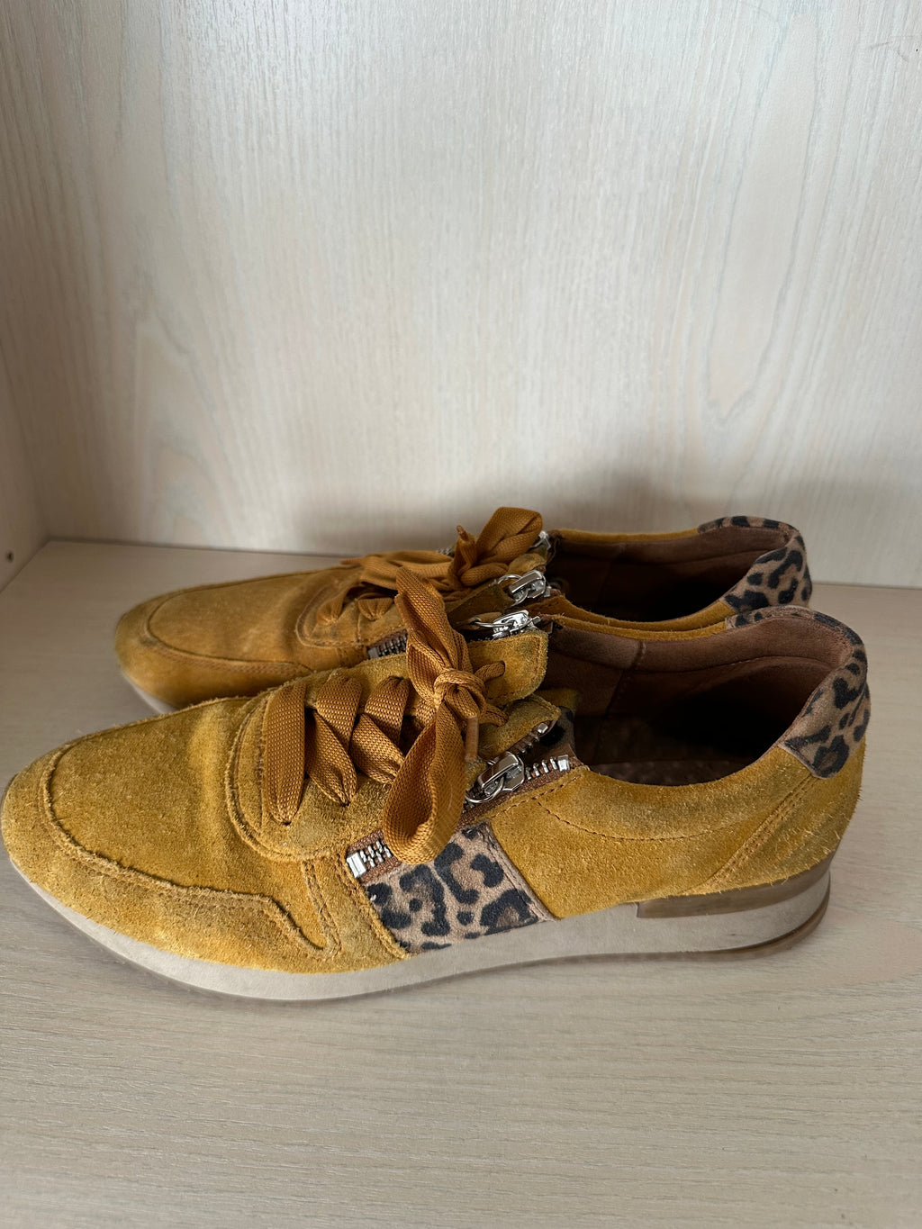 Gabor Lulea Sneaker – Yellow, Leopard Detail, EU 38, Normal Use