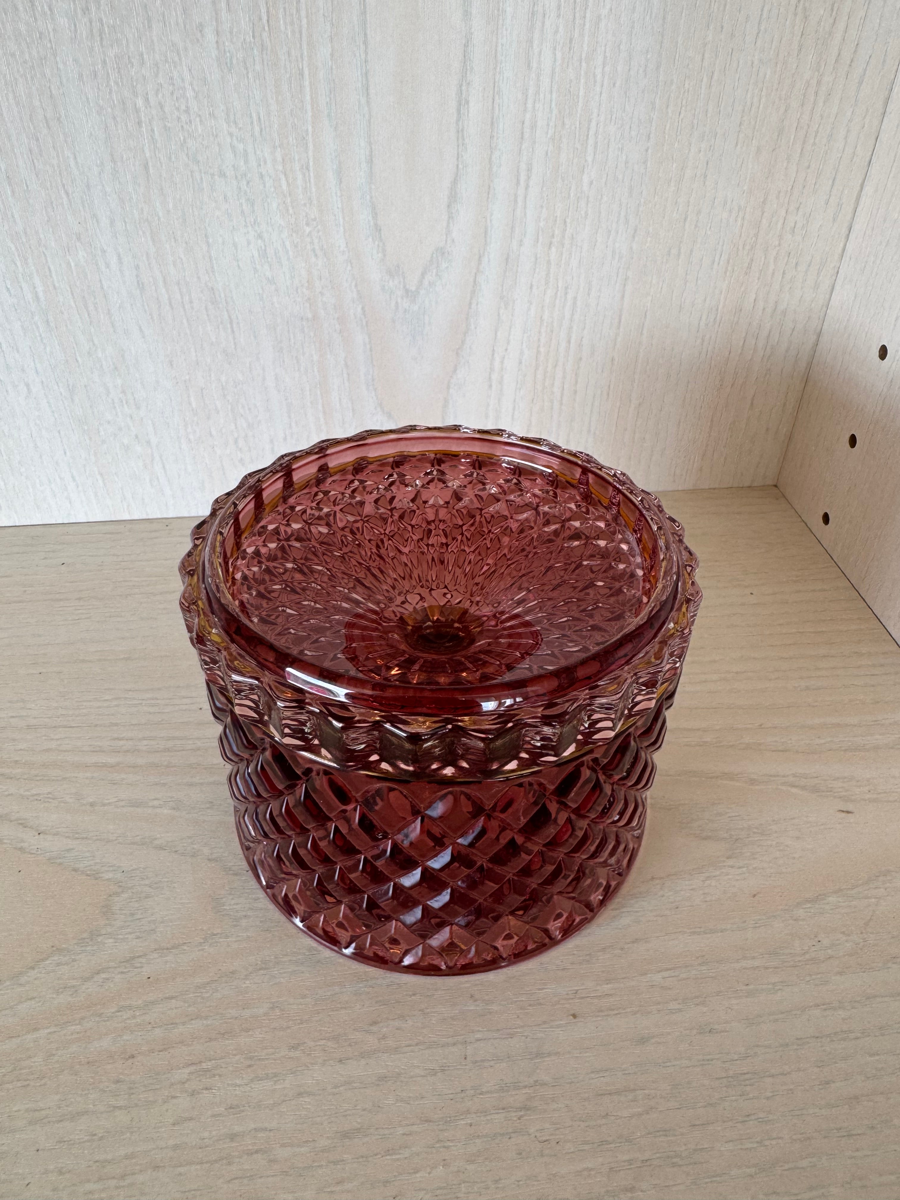 Indiana Glass Diamond Point Bonbonniere – Amberina, guter Zustand