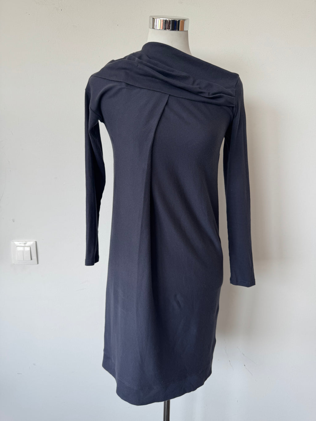 Brunello Cucinelli Cowl Neck Wollmix Kleid Navy M Sehr Gut