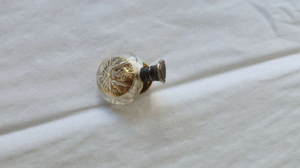 Ralph Lauren Safari Mini Parfüm Flakon Brosche | Klar/Gold | Sammlerstück