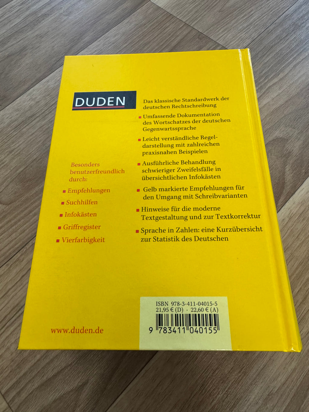 Duden German Spelling Dictionary, 25th Edition, Hardcover, Very Good