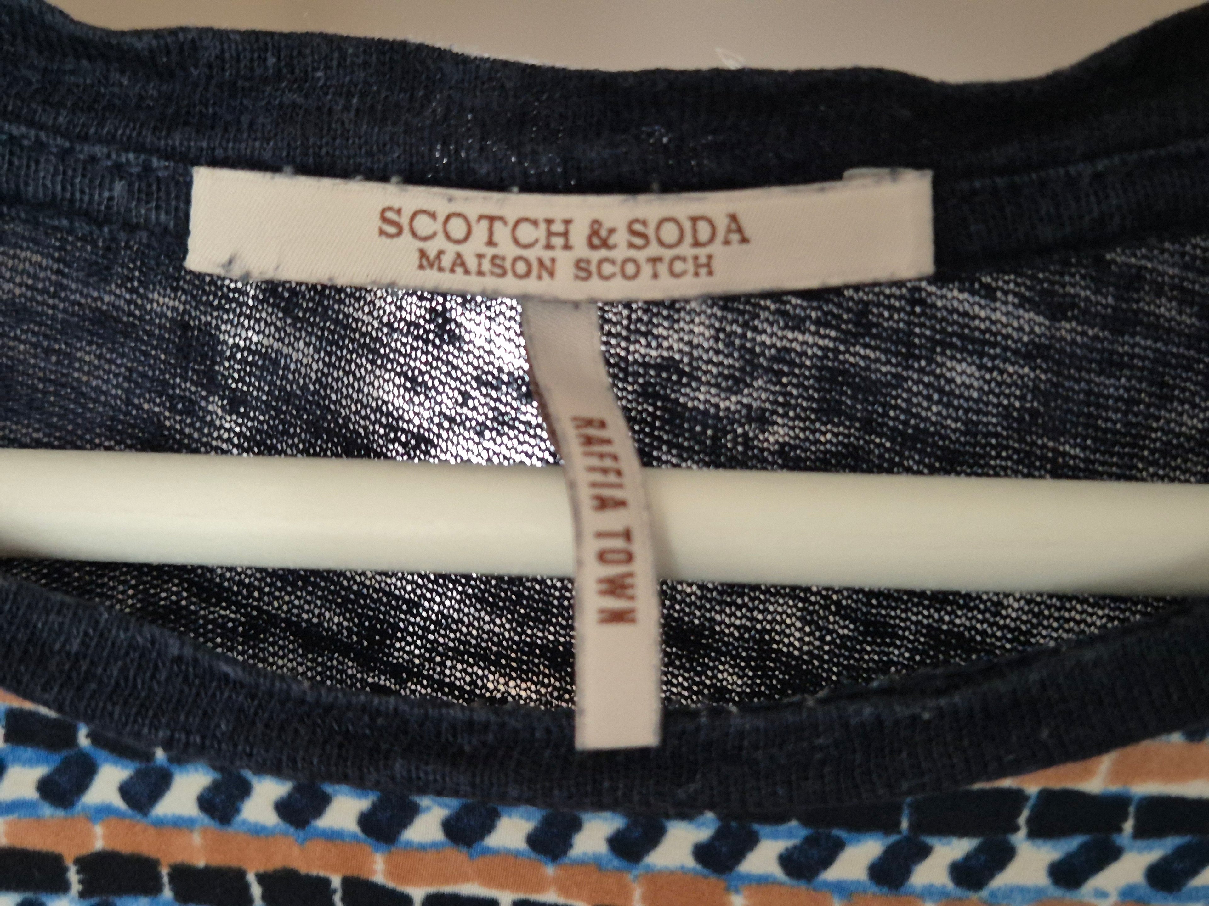 Scotch & Soda Raffia Town Damen T-Shirt XS Blau/Orange Leinen – Gut