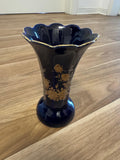 Bareuther Echt Cobalt Vase, Kobaltblau, Goldrosen, Porzellan, Vintage, Deutschland