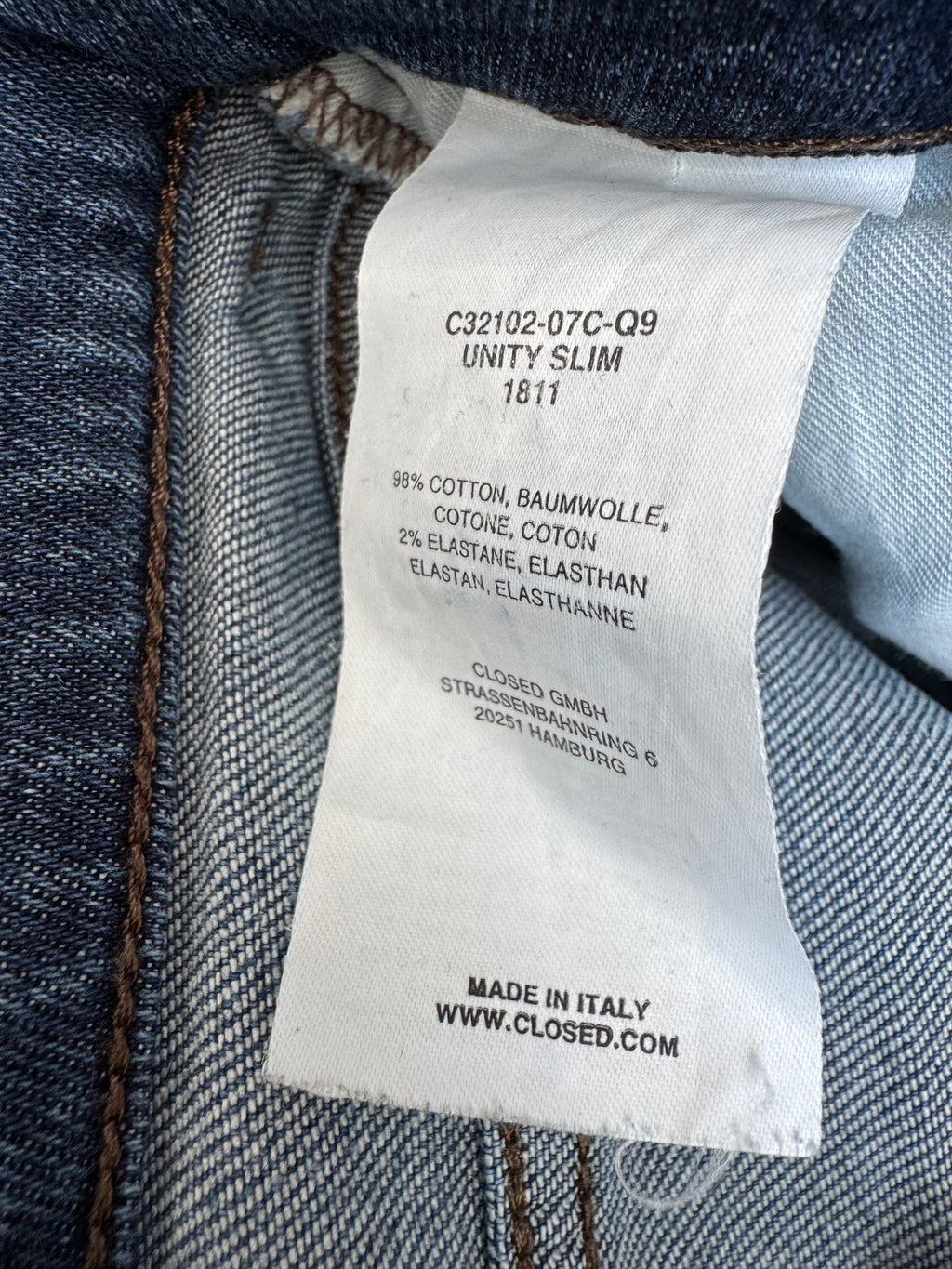 CLOSED „Unity Slim“ Jeans, Größe 29, Indigo, Italien, guter Zustand