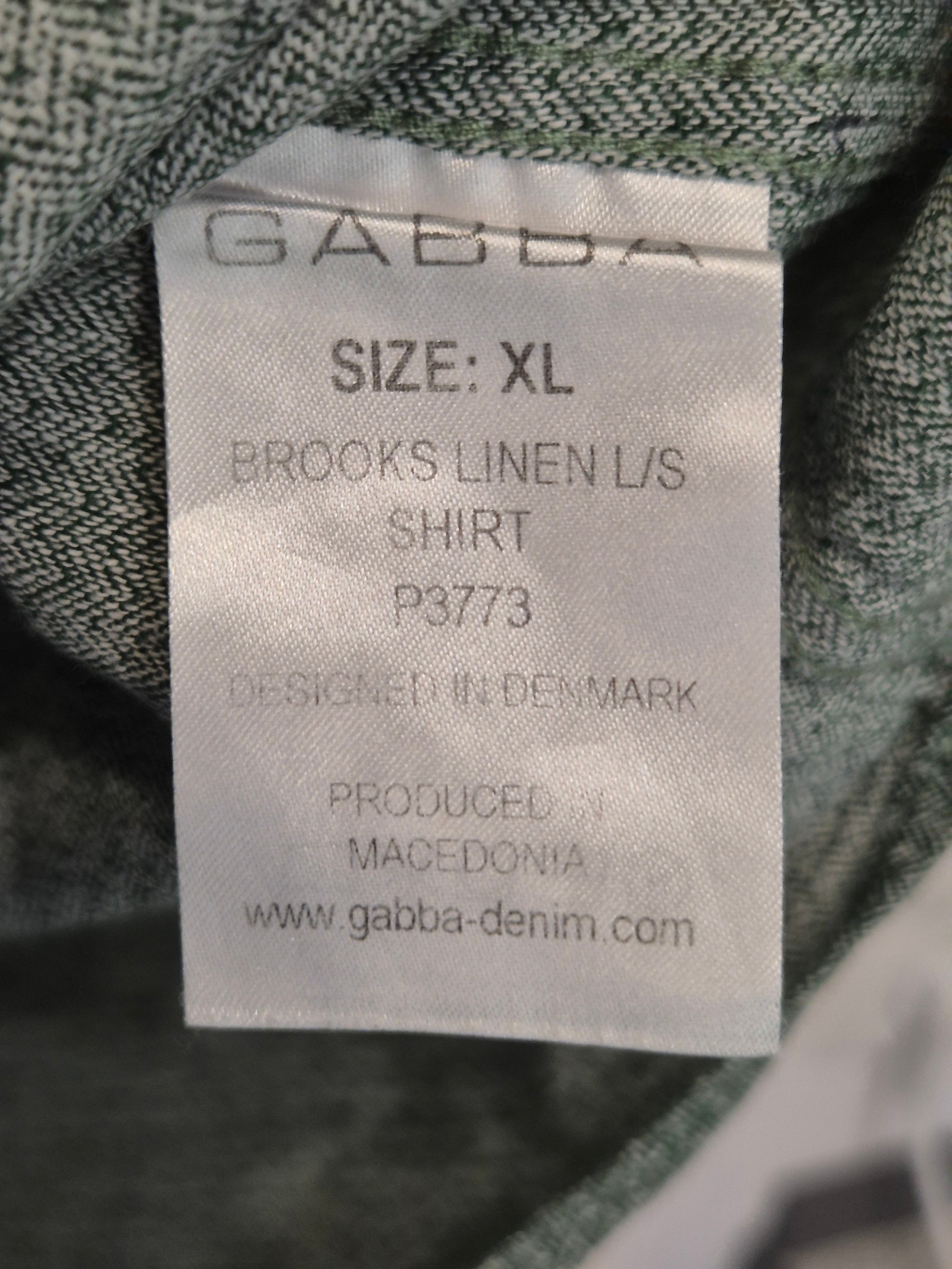 Gabba Herringbone Shirt Green XL Alpaca Wool Blend Good Condition