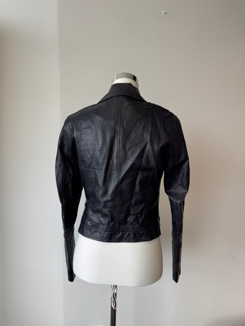 Comma faux-leather moto jacket black EU 36 – poor condition biker style