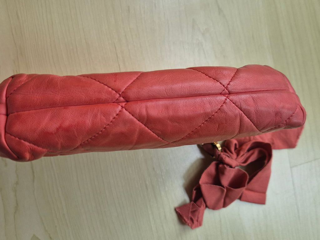 Lanvin Amalia Kosmetiktasche/Clutch Leder Steppung Rot | Guter Zustand