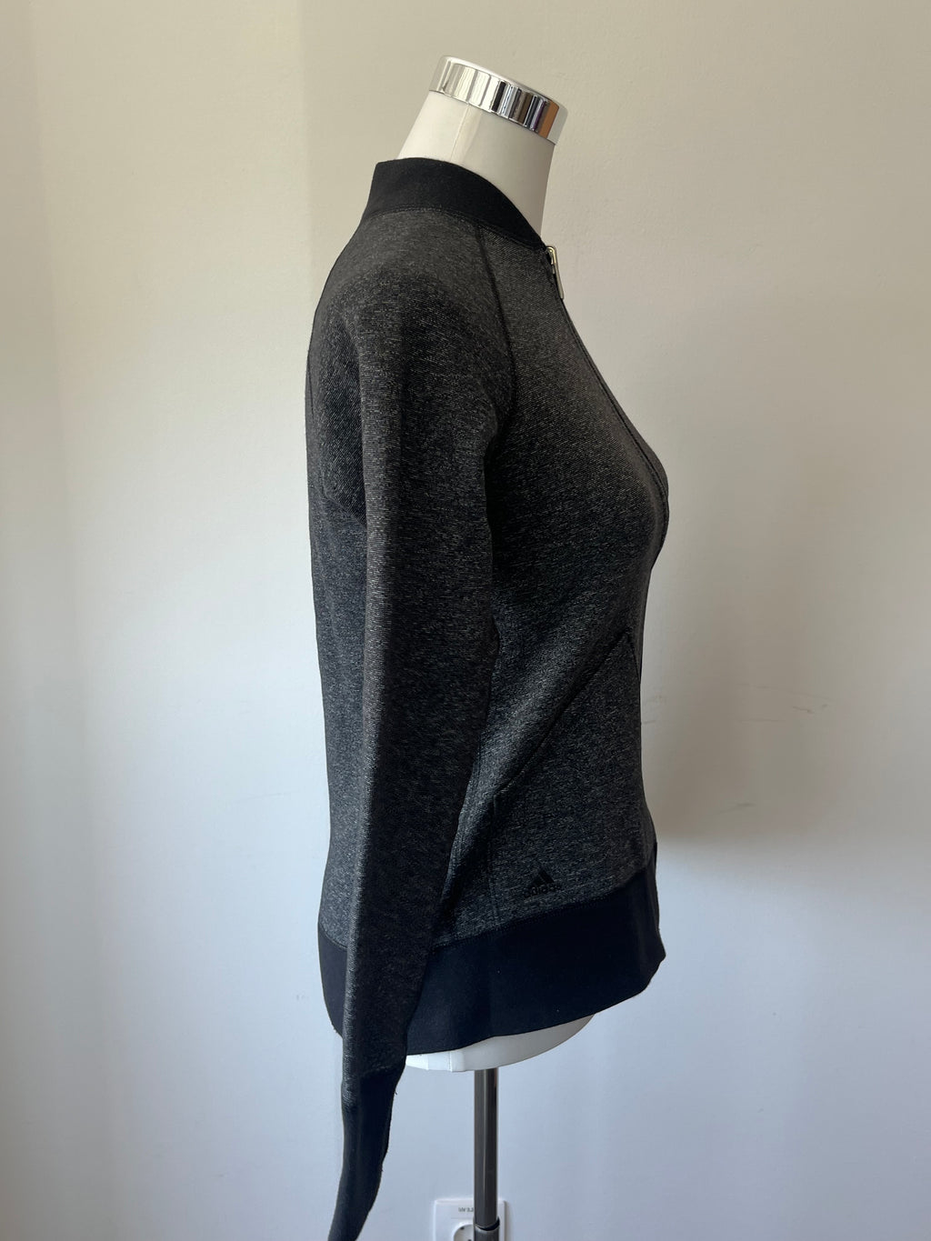 Adidas Performance Full-Zip Jacket, Medium, Heathered Black, Very Good Condition