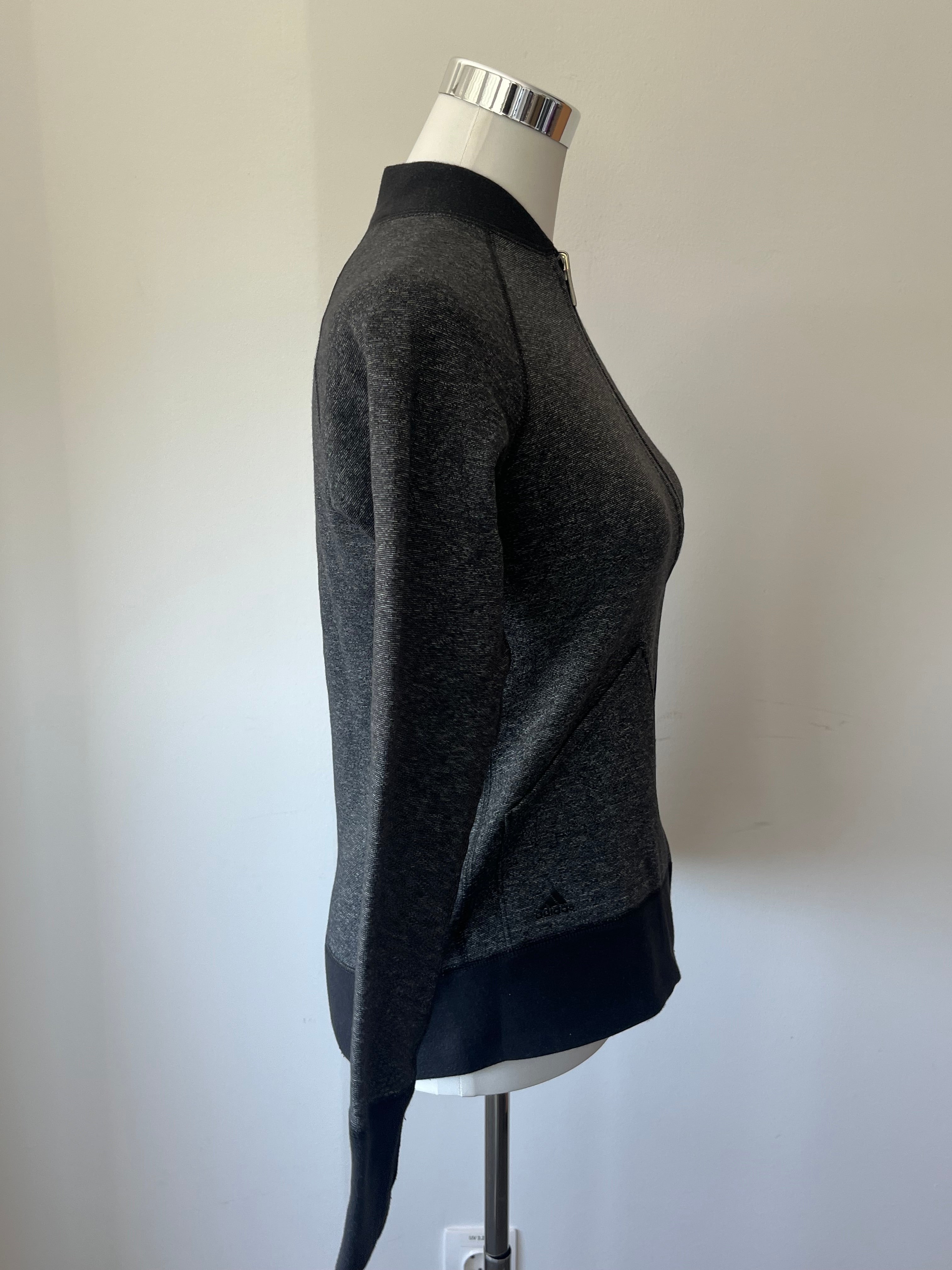 Adidas Performance Full-Zip Jacket, Medium, Heathered Black, Very Good Condition