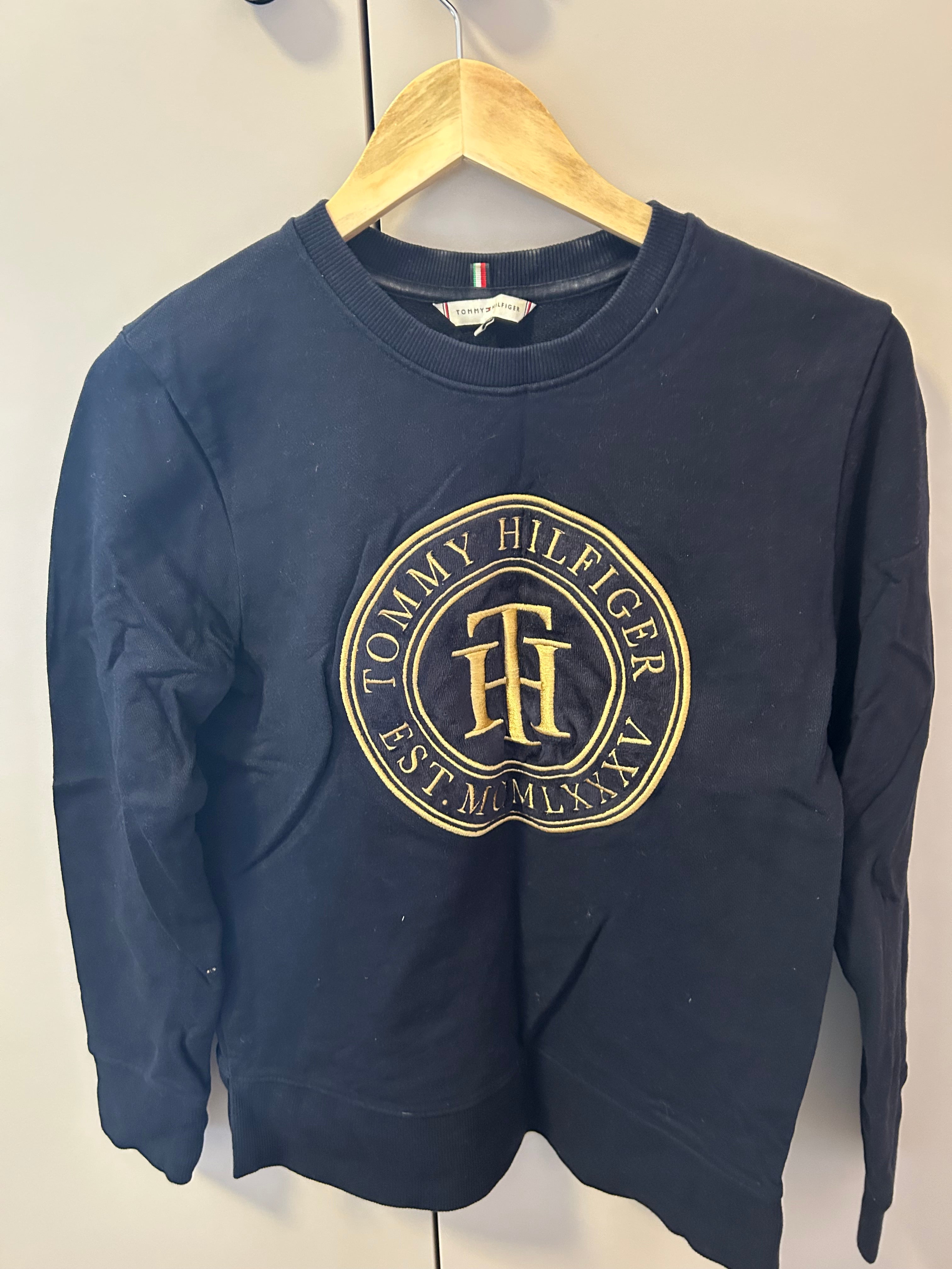 Tommy Hilfiger Crest Logo Sweatshirt | XS | Navy | Goldstickerei | Sehr gut