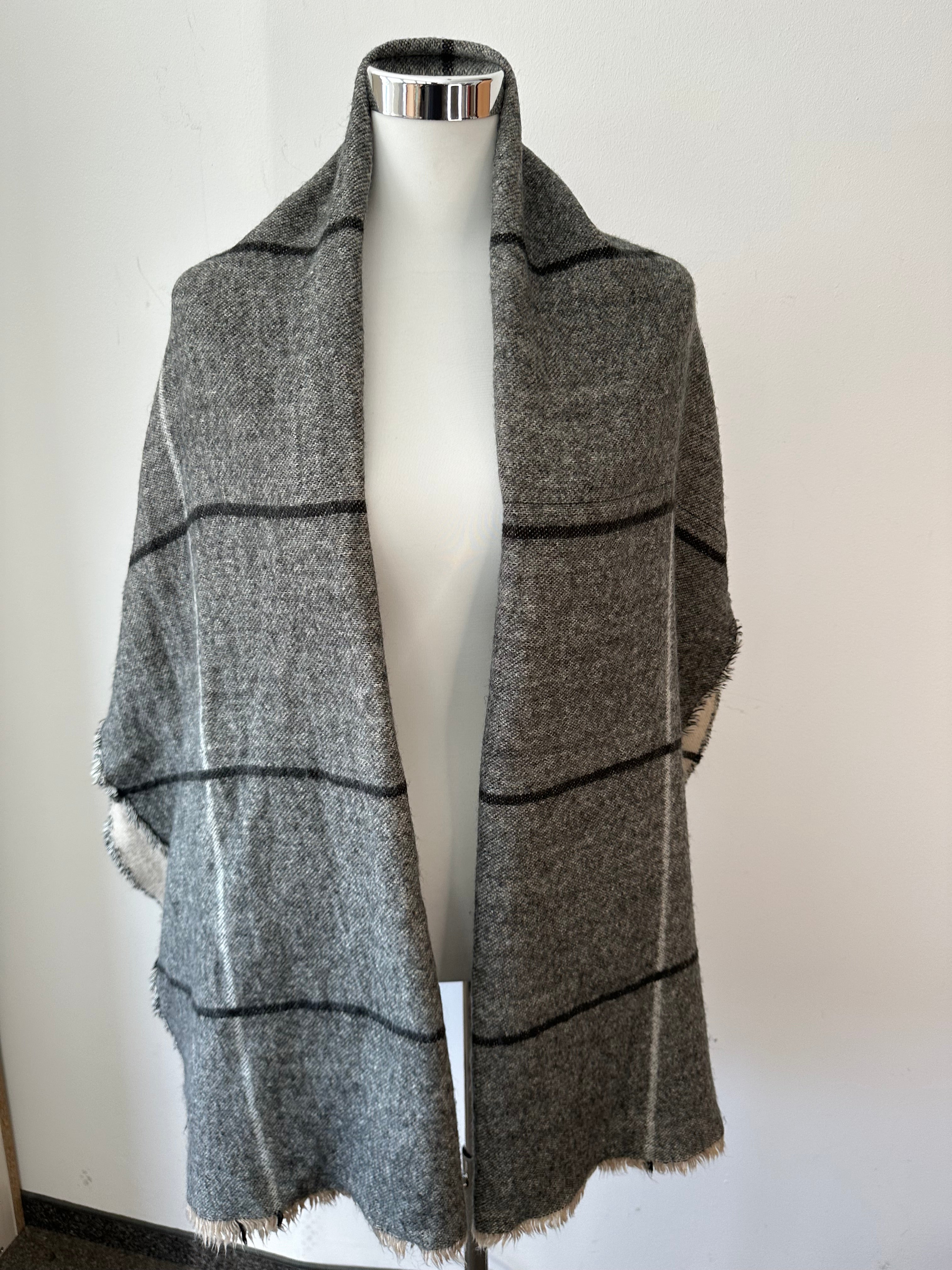 Wendeschal – Italian Wool, Grau/Beige, ca. 192×82 cm, Generic, neuwertig