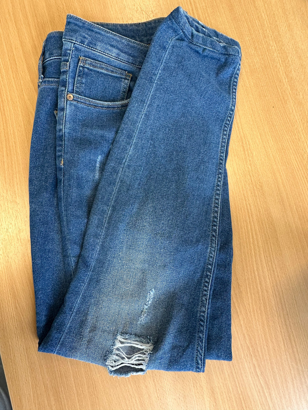 Benetton Women’s Distressed Jeans Blue W32 Very Good Condition