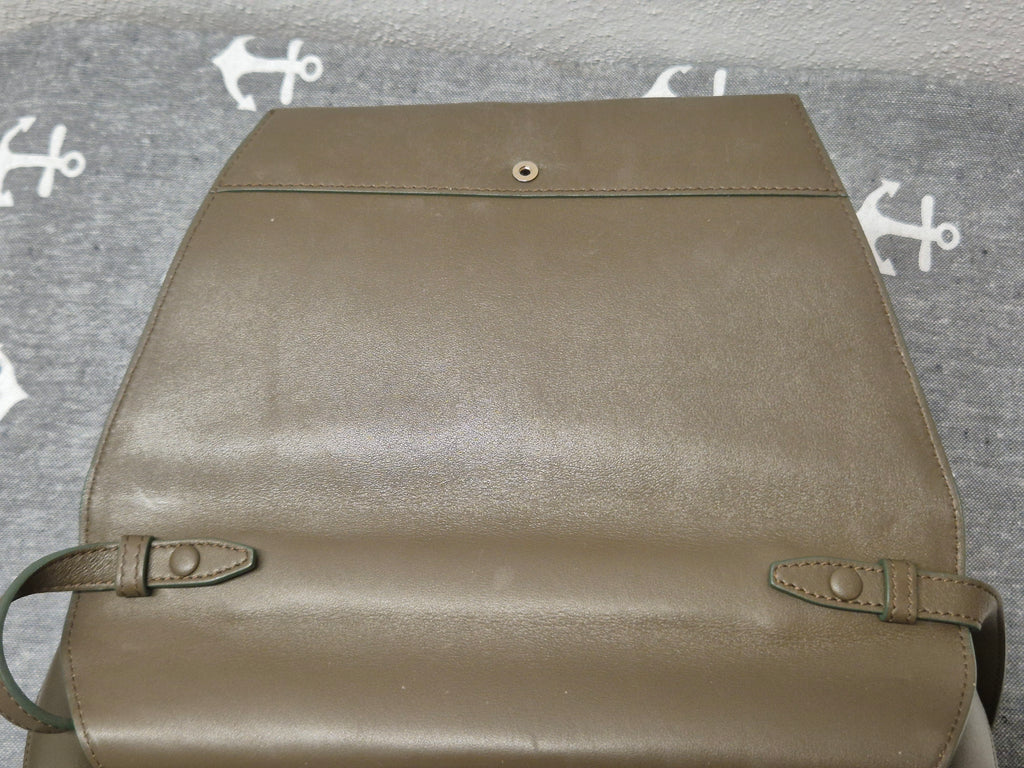 Roberto Cavalli Serpentine Bag, Olive Leather, Python Handle, Medium, Good