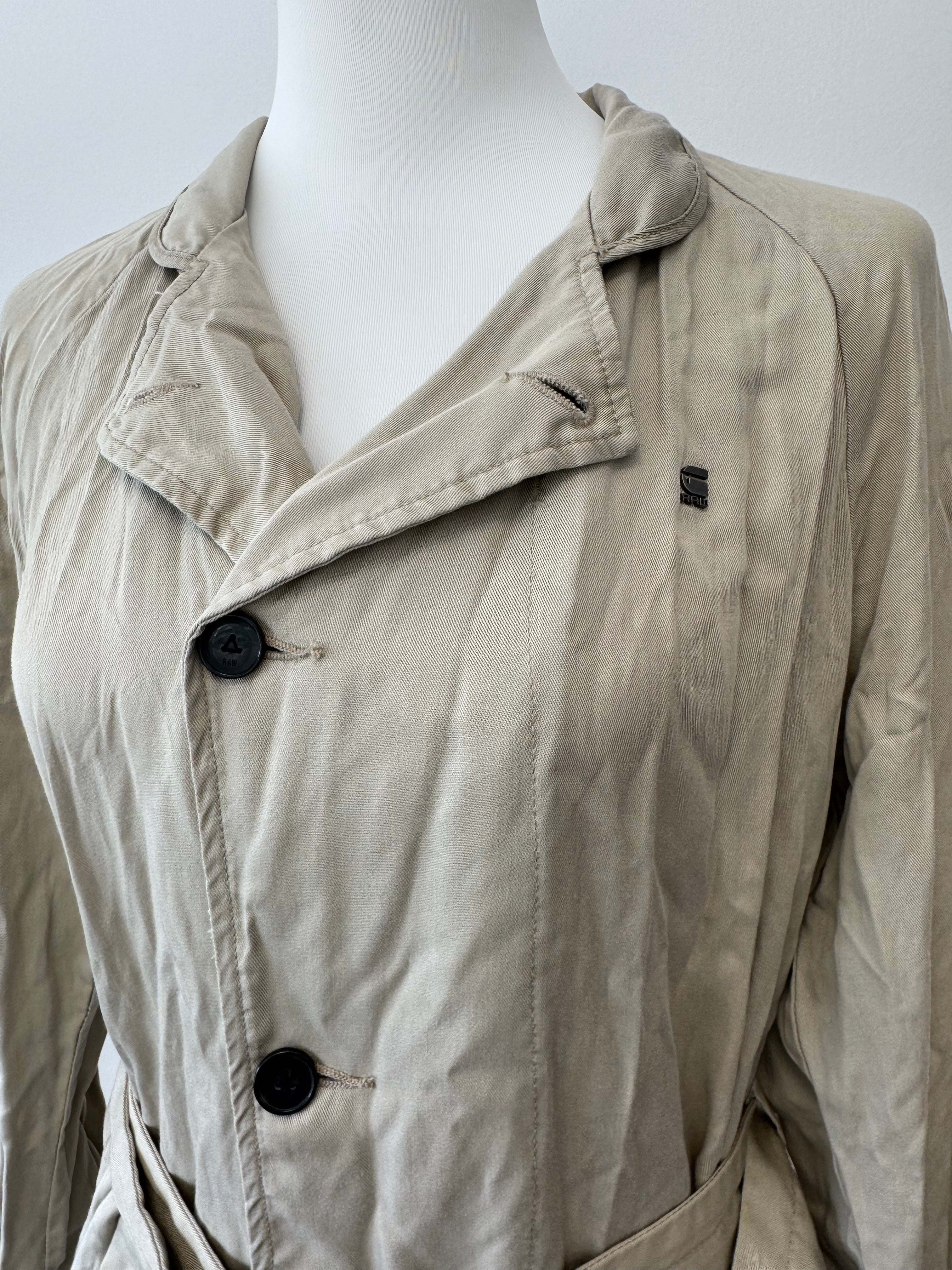 G-Star RAW Minor Loose Trench Coat, Lyocell, Light Beige, Size M, Like New