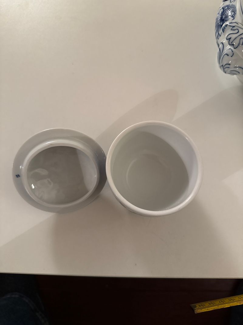 Hutschenreuther Zuckerdose mit Deckel, Blau/Weiß, Porzellan, sehr gut