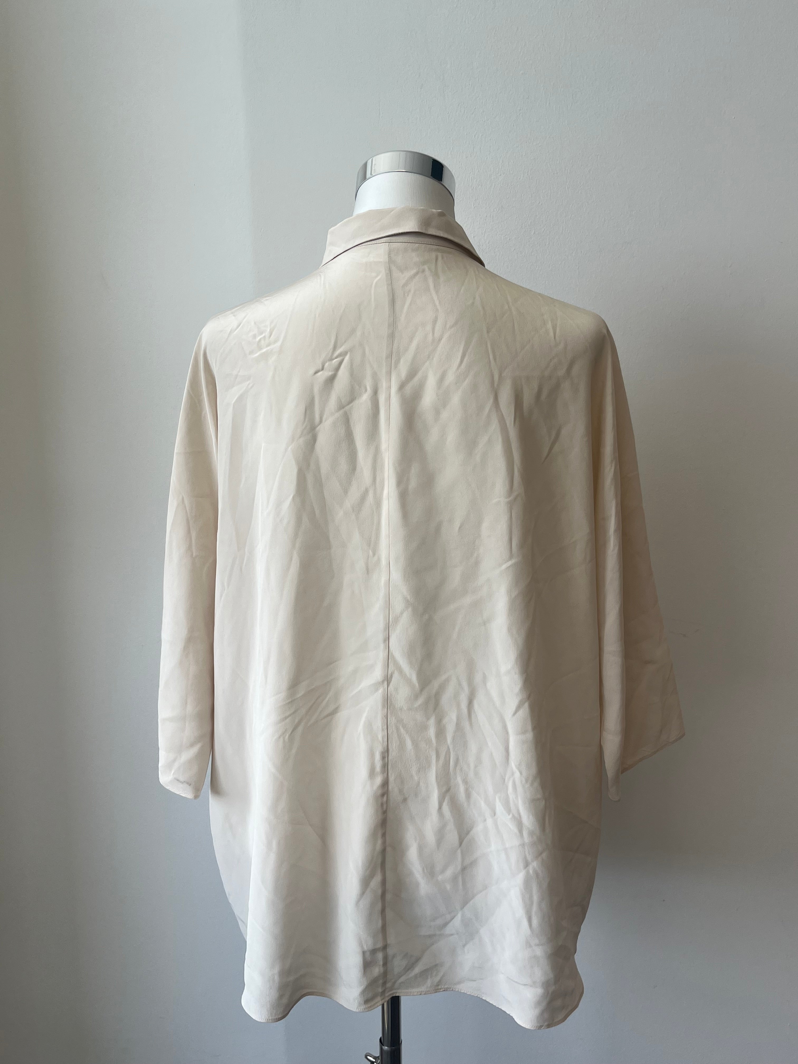 Hauber Loose-Fit Collared Blouse Beige EU 40 Linen-Blend Good Condition