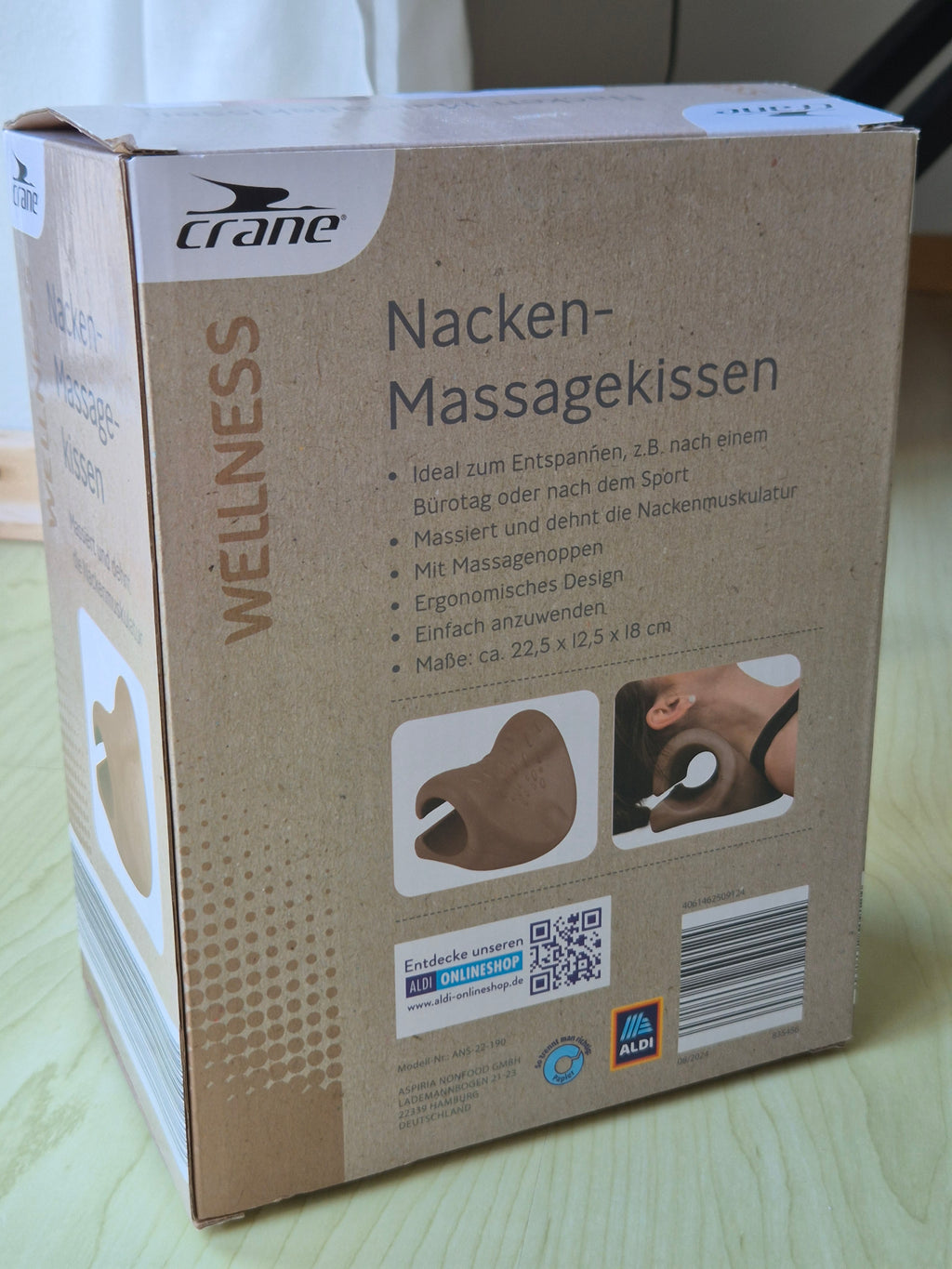 Crane Nackenmassagekissen Braun 22,5x12,5x18cm sehr gut (ANS-22-190)