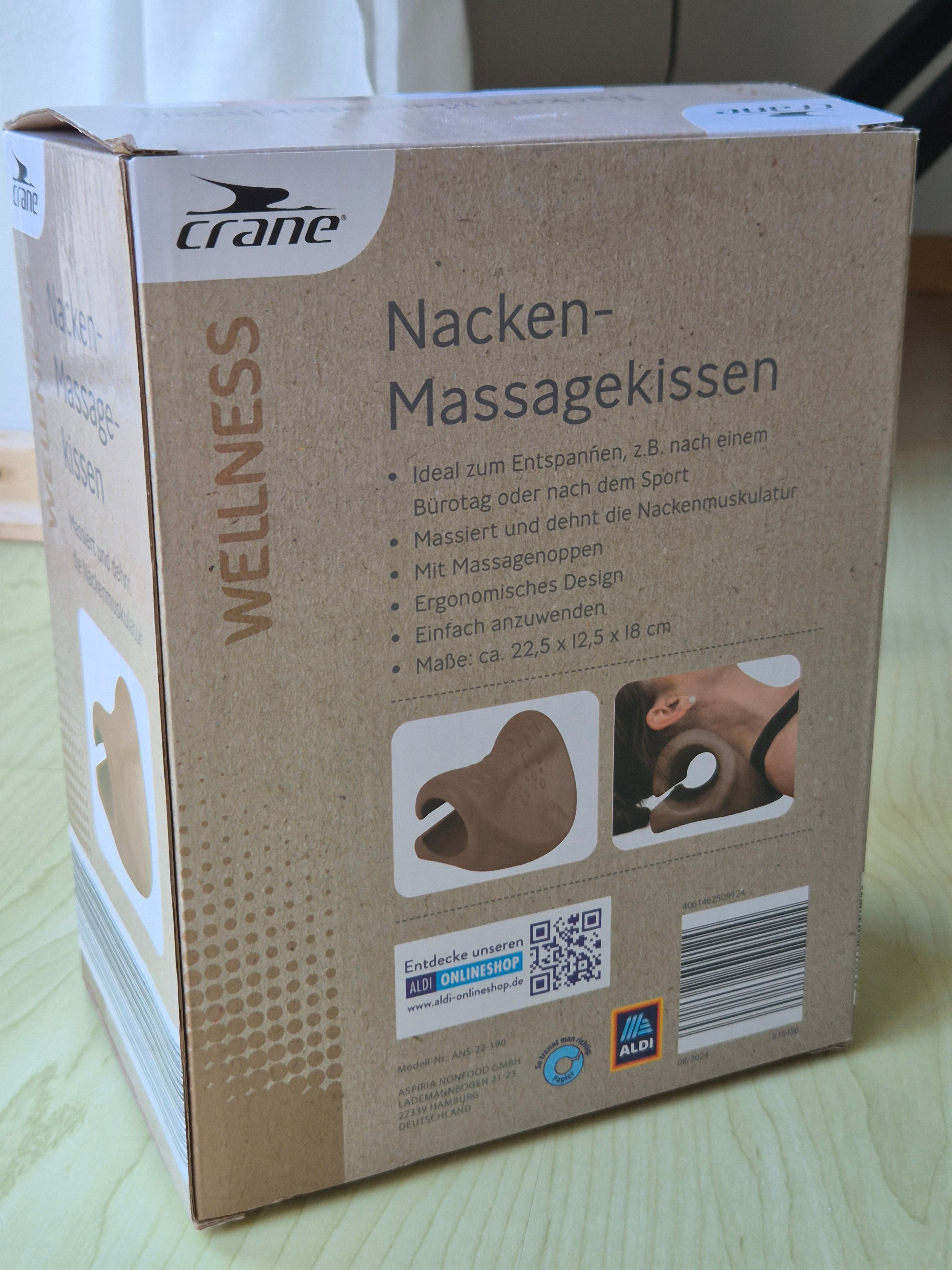 Crane Nackenmassagekissen Braun 22,5x12,5x18cm sehr gut (ANS-22-190)