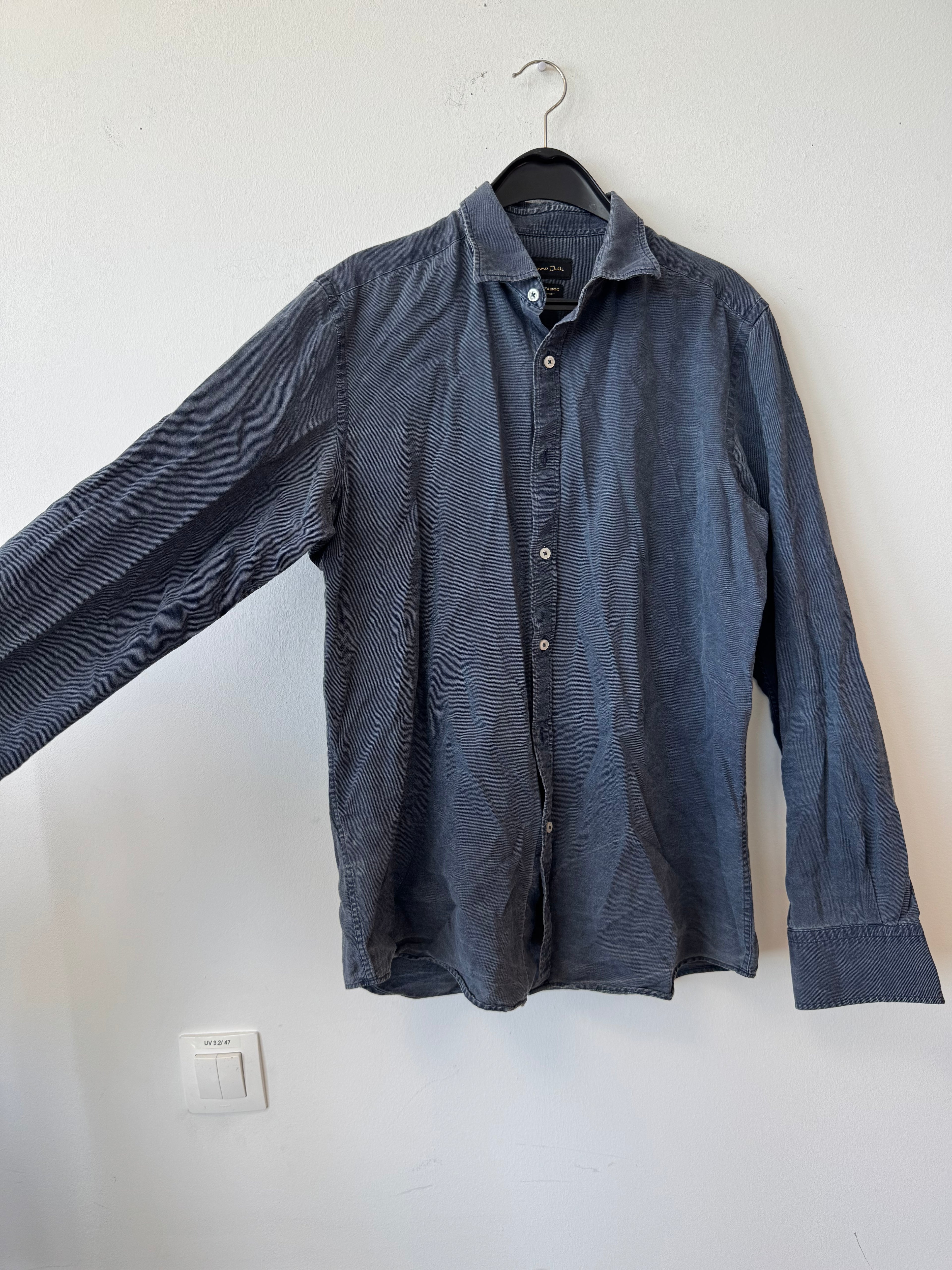 Massimo Dutti Denim Long Sleeve Shirt Dark Blue M Good Condition