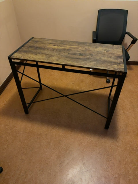 VASAGLE Industrial Desk | 100×60 cm | Rustic Brown/Black | Like New