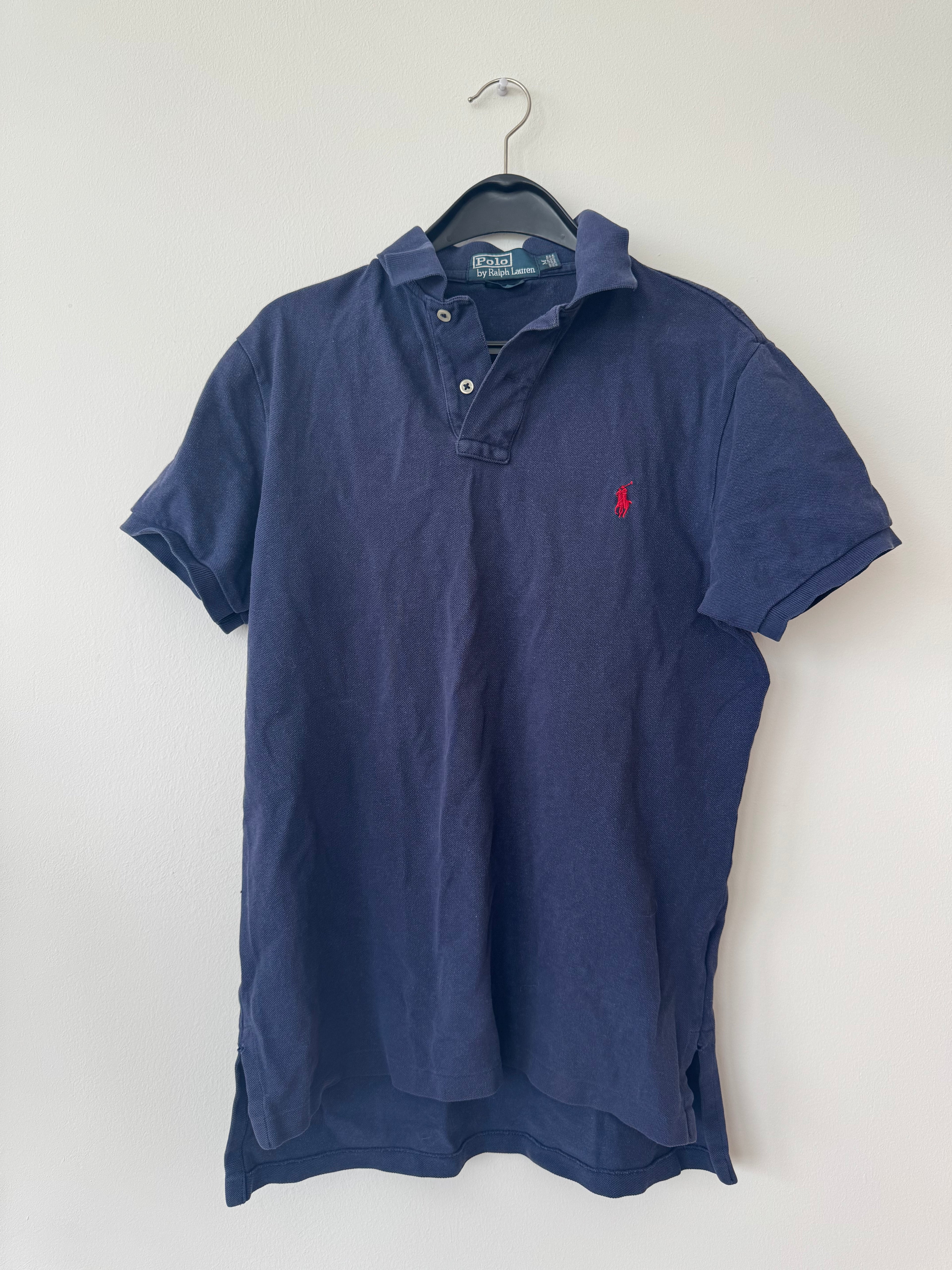 Polo Ralph Lauren Custom Fit Polo Shirt Navy Medium Cotton Good Condition
