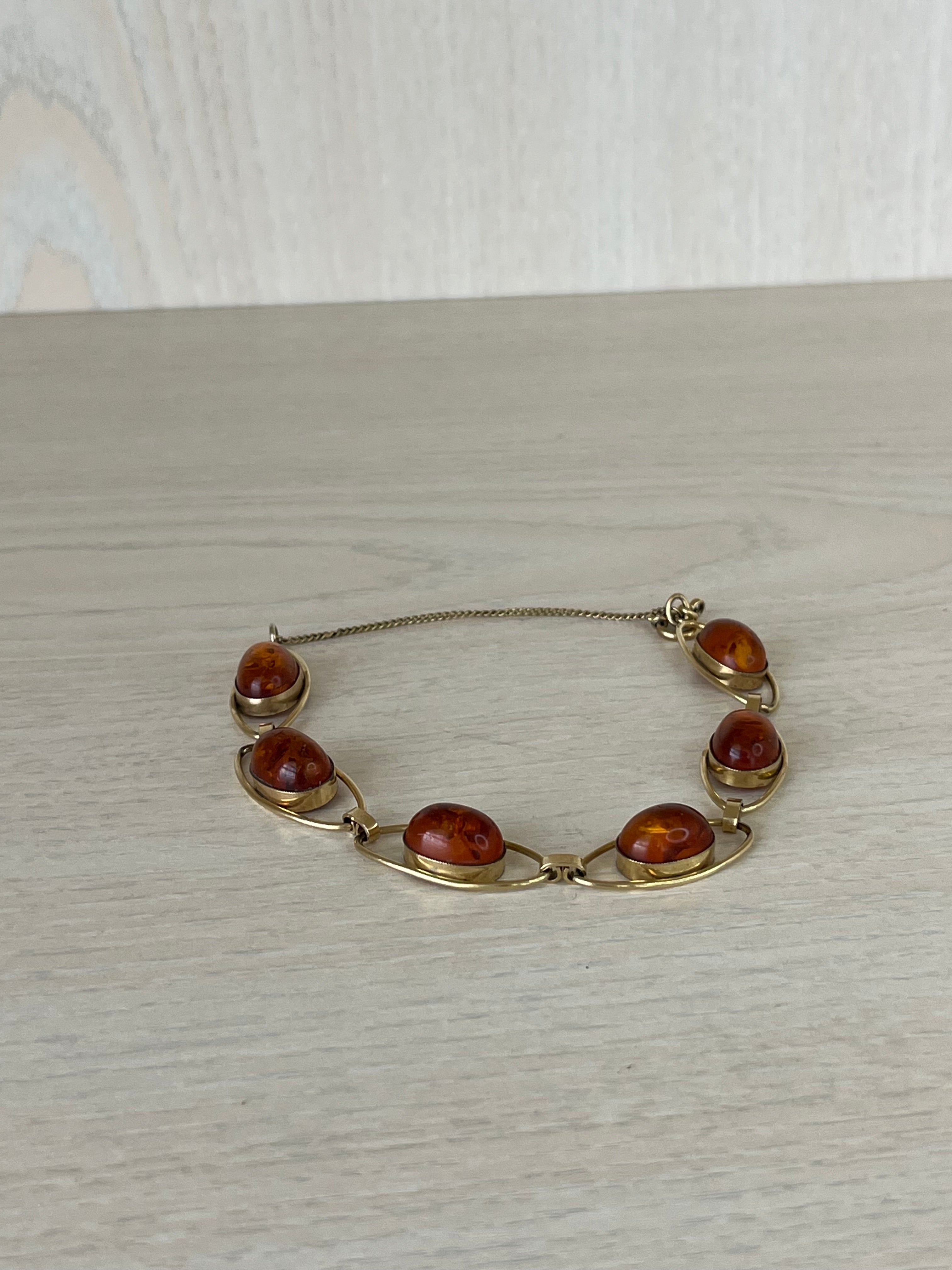 Vintage 925 Silber & Baltischer Bernstein Armband | 20 cm | Guter Zustand