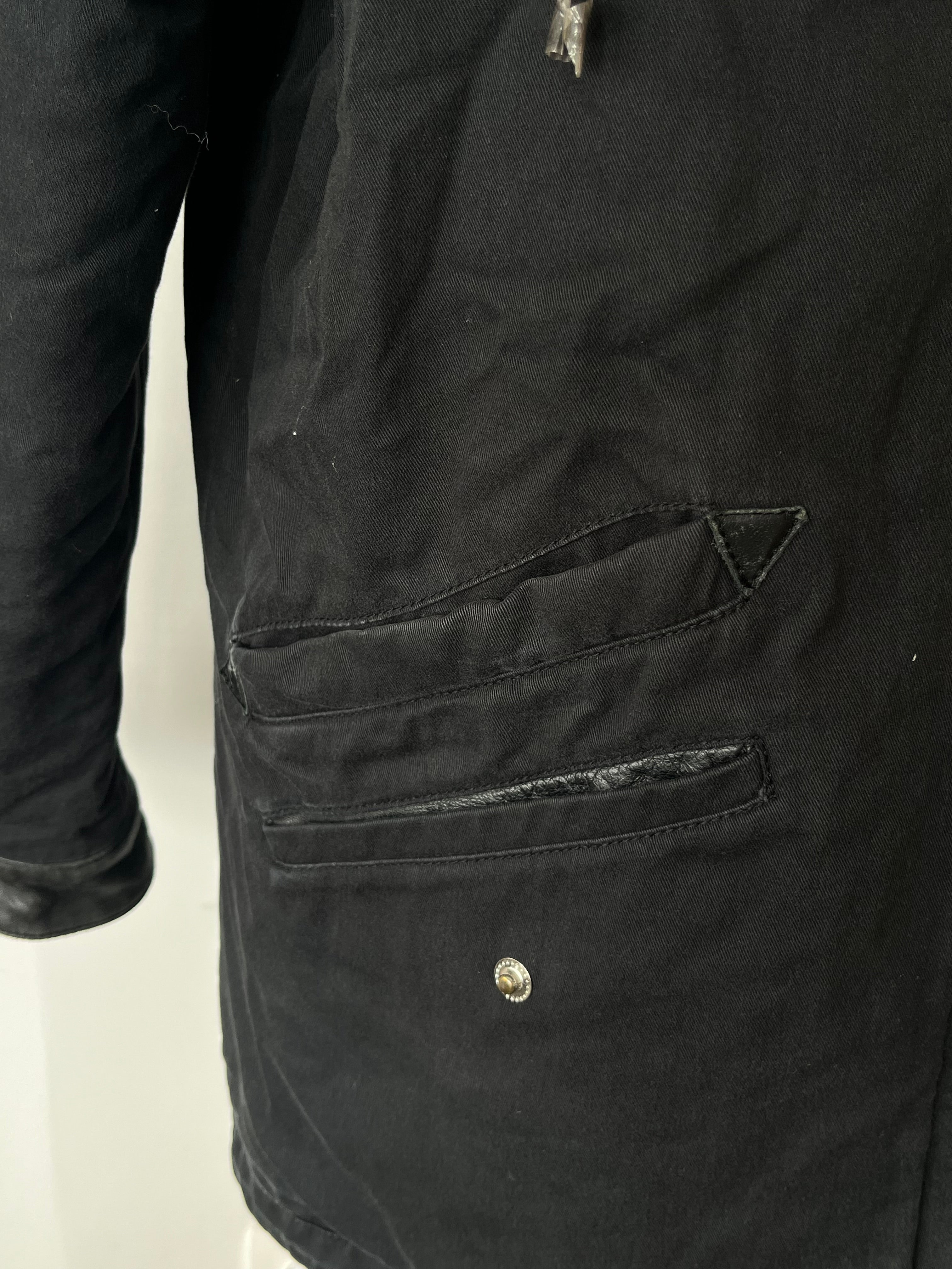 The Kooples Hooded Parka Black XS Cotton Blend Fur Trim Good Condition