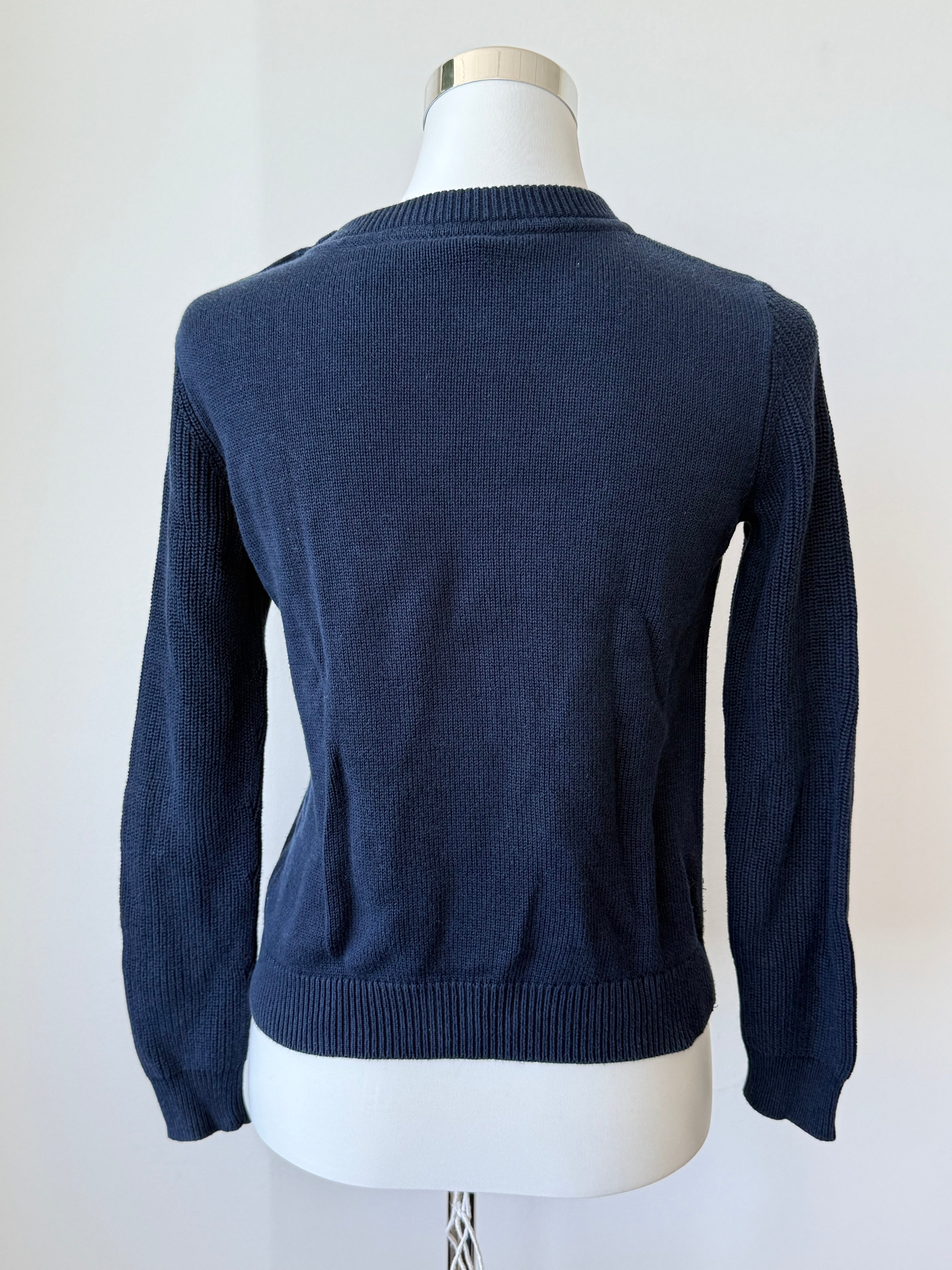 Lauren Ralph Lauren Women’s Navy Knit Sweater, Small, Gold Button, Good Condition