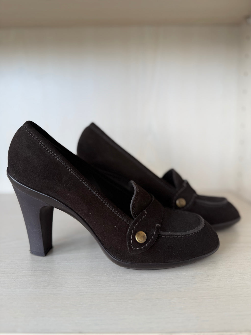 Hogan Damen Loafer – Veloursleder, Schwarz, Blockabsatz, Gr. 38, Sehr Gut