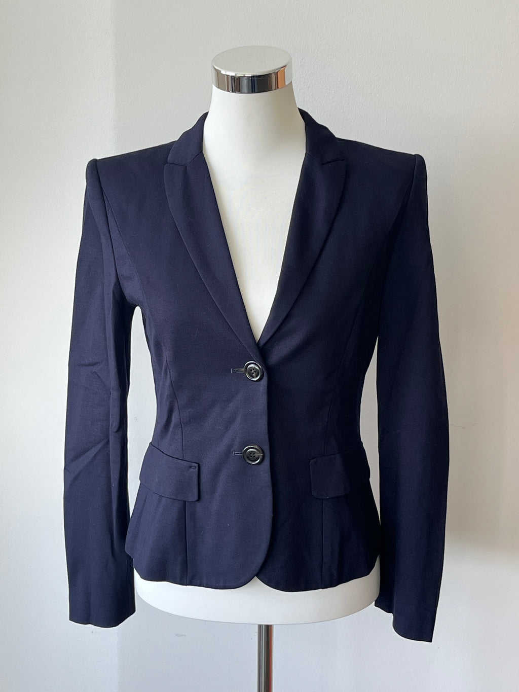 Marc Cain J24 Blazer Navy Blue Cotton Blend N3 Very Good
