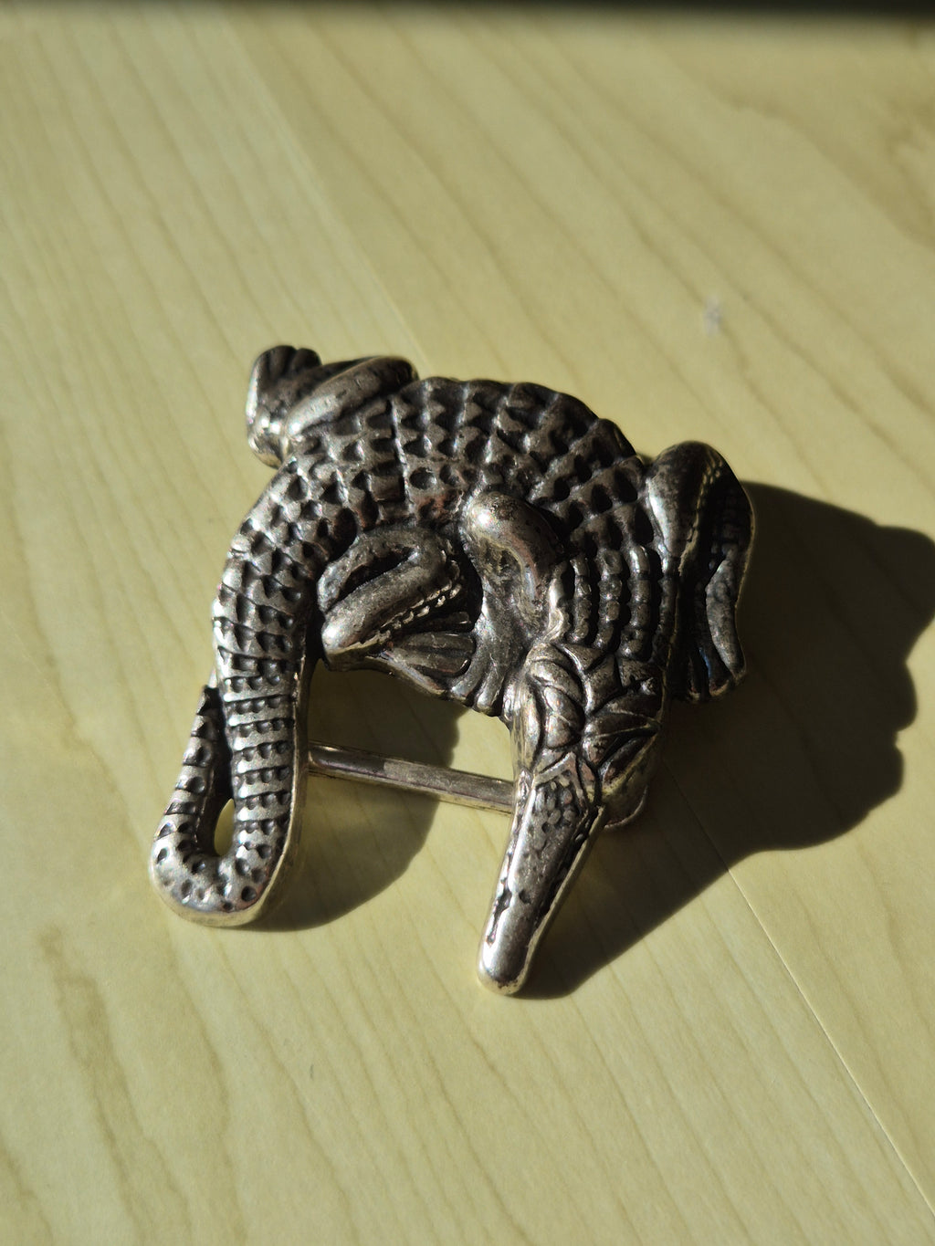 Vintage Gürtel Schnalle Armadillo Zinn Silber 6cm Zustand Gut
