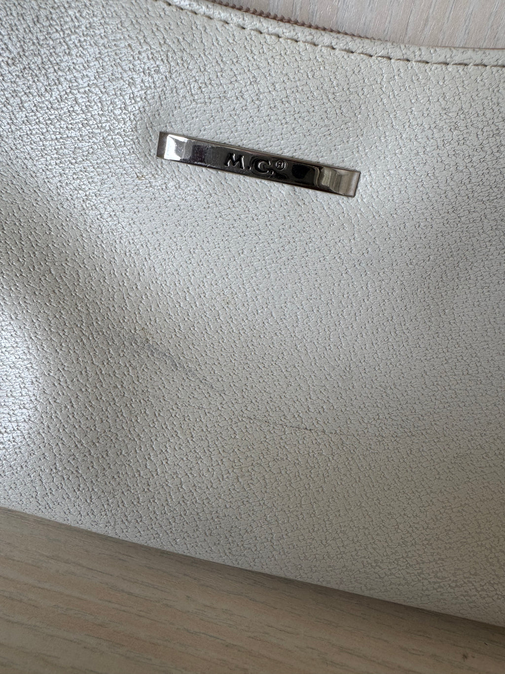 M.C Schultertasche – Synthetikleder, Elfenbein, Mittel, Gebraucht