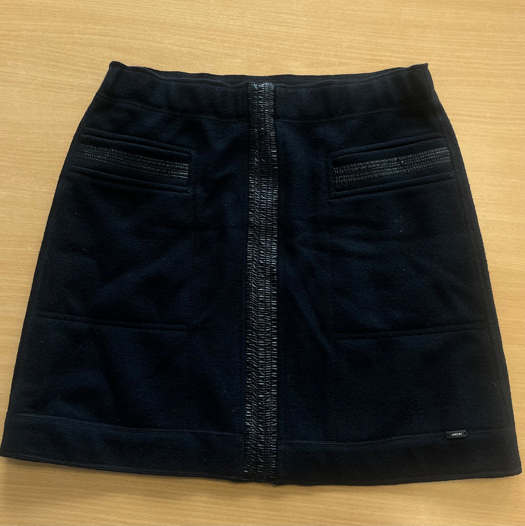 Marc Cain Woll Minirock, Blau/Schwarz, Sehr Gut, Größe N3/EU38