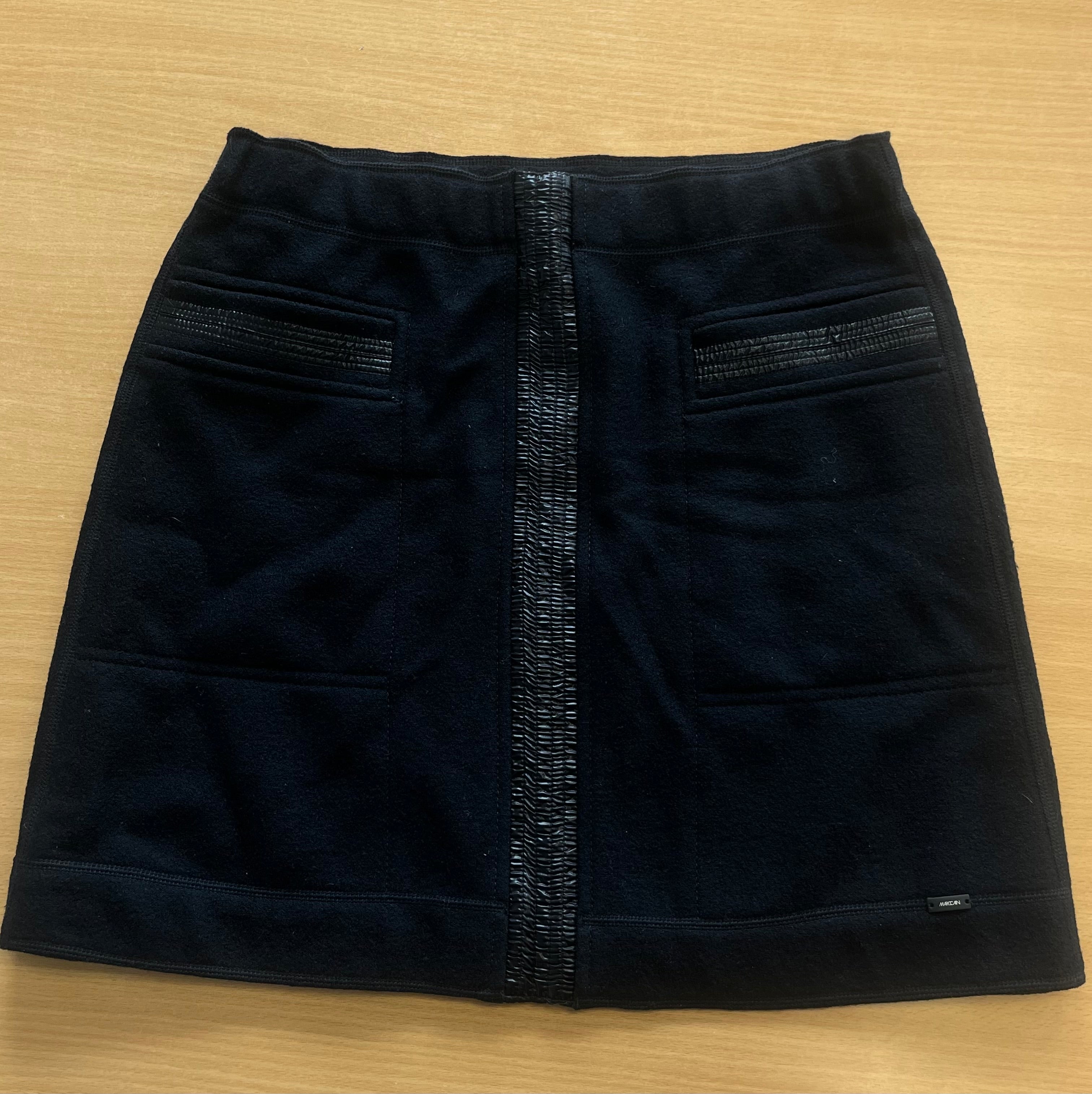 Marc Cain Woll Minirock, Blau/Schwarz, Sehr Gut, Größe N3/EU38
