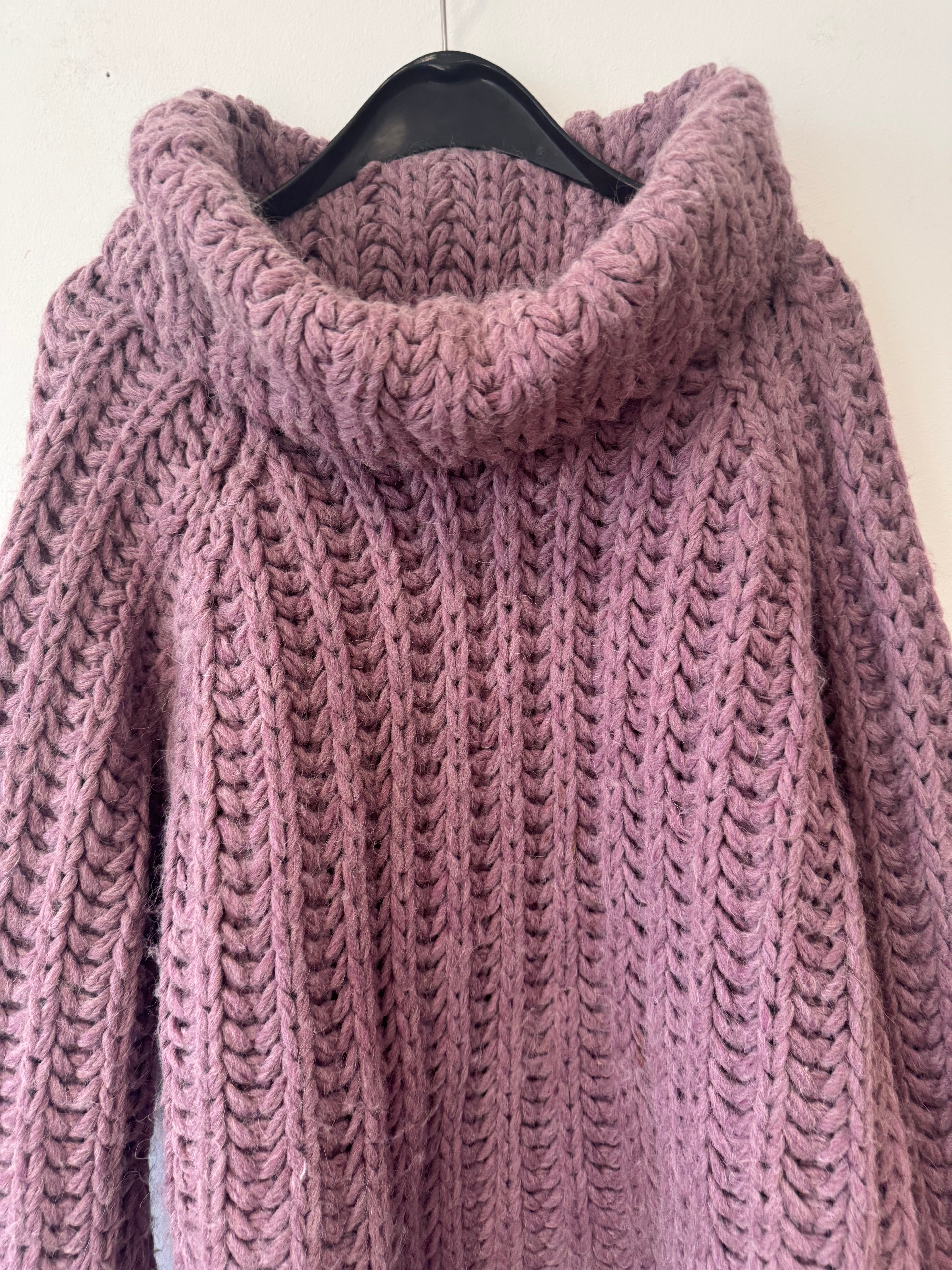 Blaumax Chunky Woll-Alpaka Pullover, Lavendel, Größe L-XL, Sehr Gut