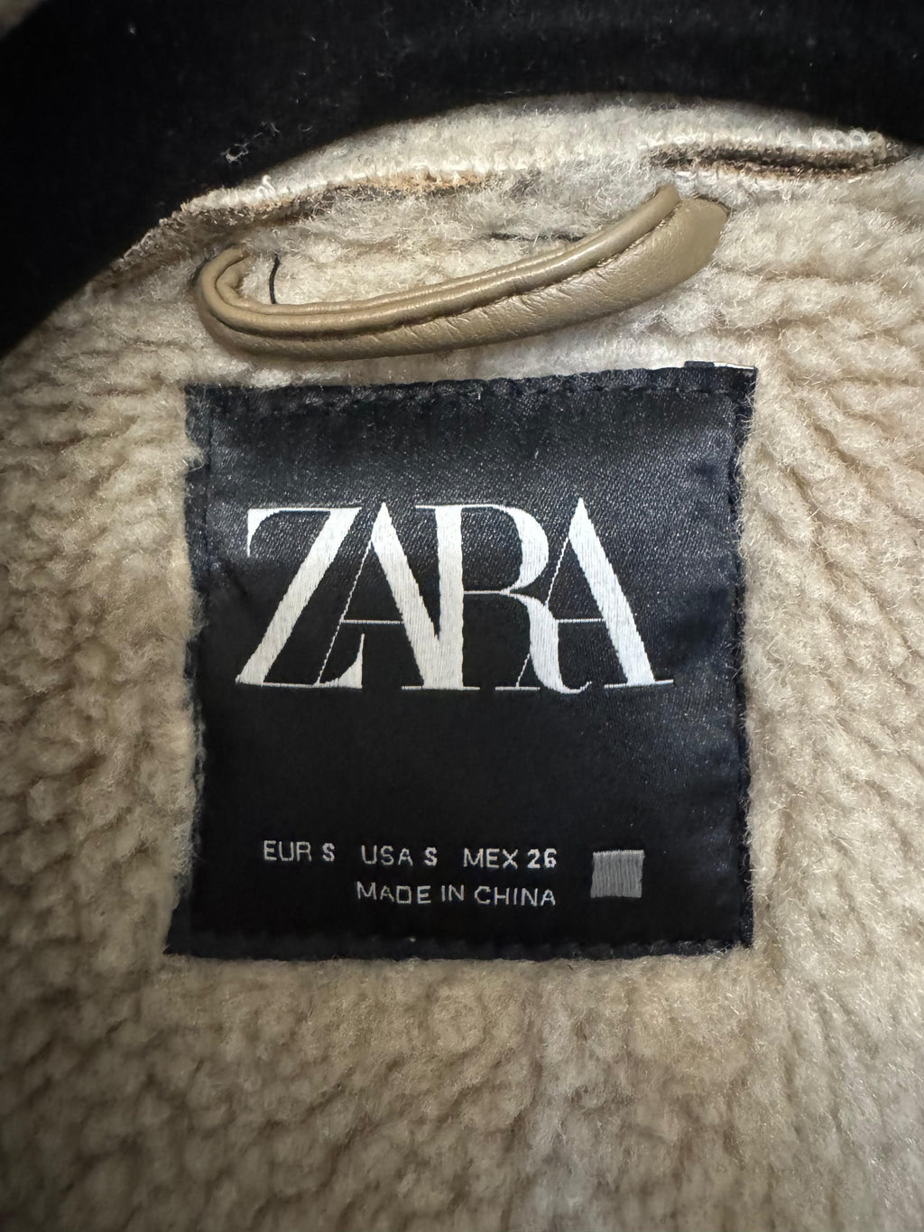 ZARA Faux Shearling Bikerjacke – Wildlederoptik, Braun, Gr. S, Wie Neu