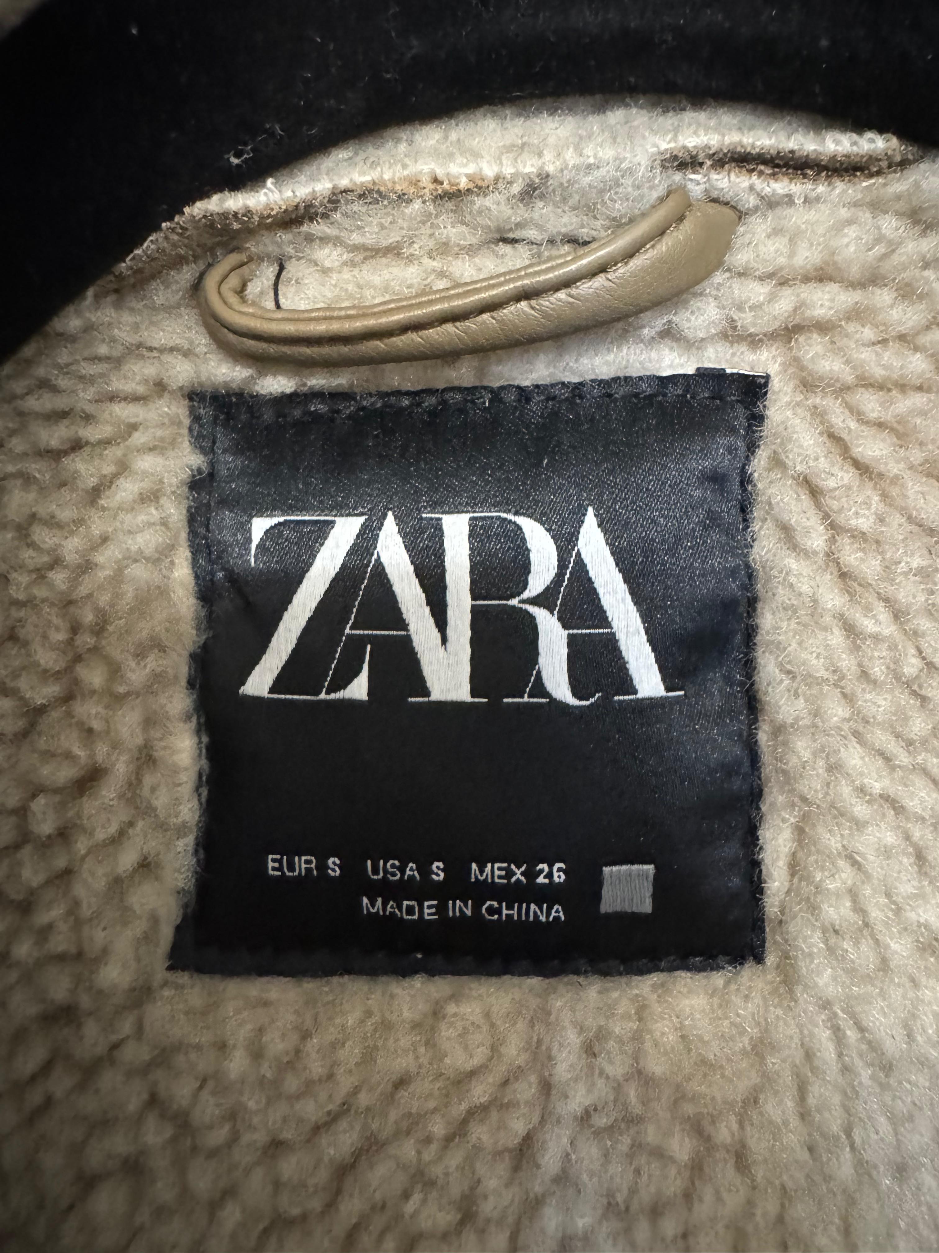 ZARA Faux Shearling Bikerjacke – Wildlederoptik, Braun, Gr. S, Wie Neu