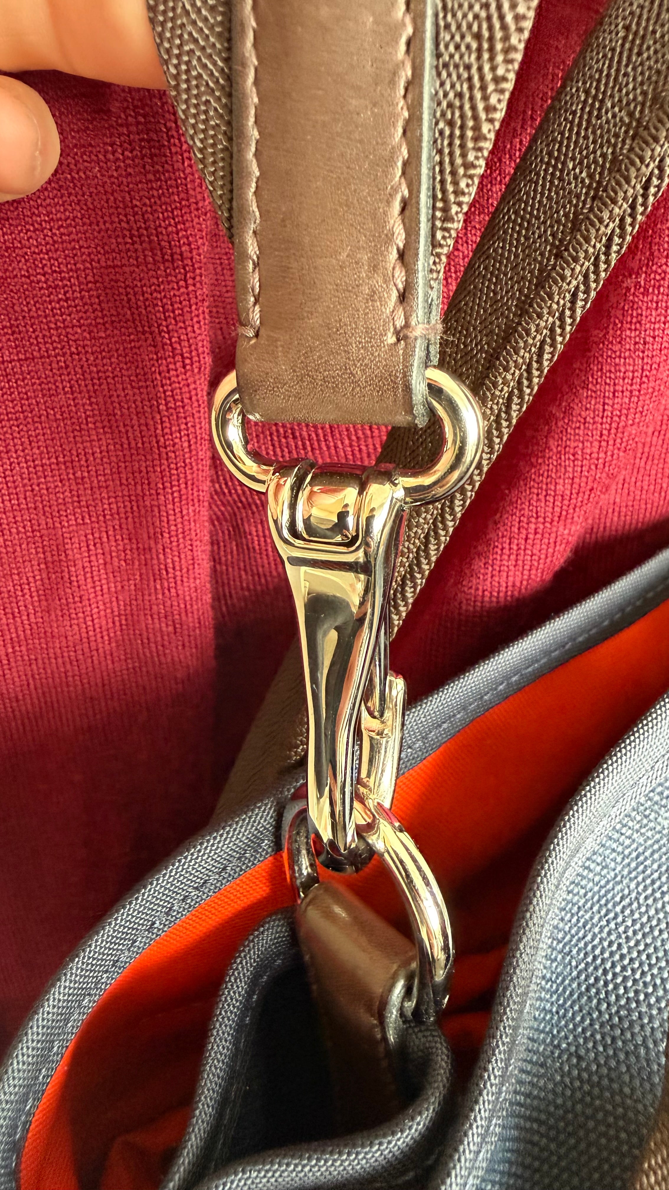 Hermès Sac de Pansage Groom Medium Canvas Navy/Braun mit Riemen, sehr gut