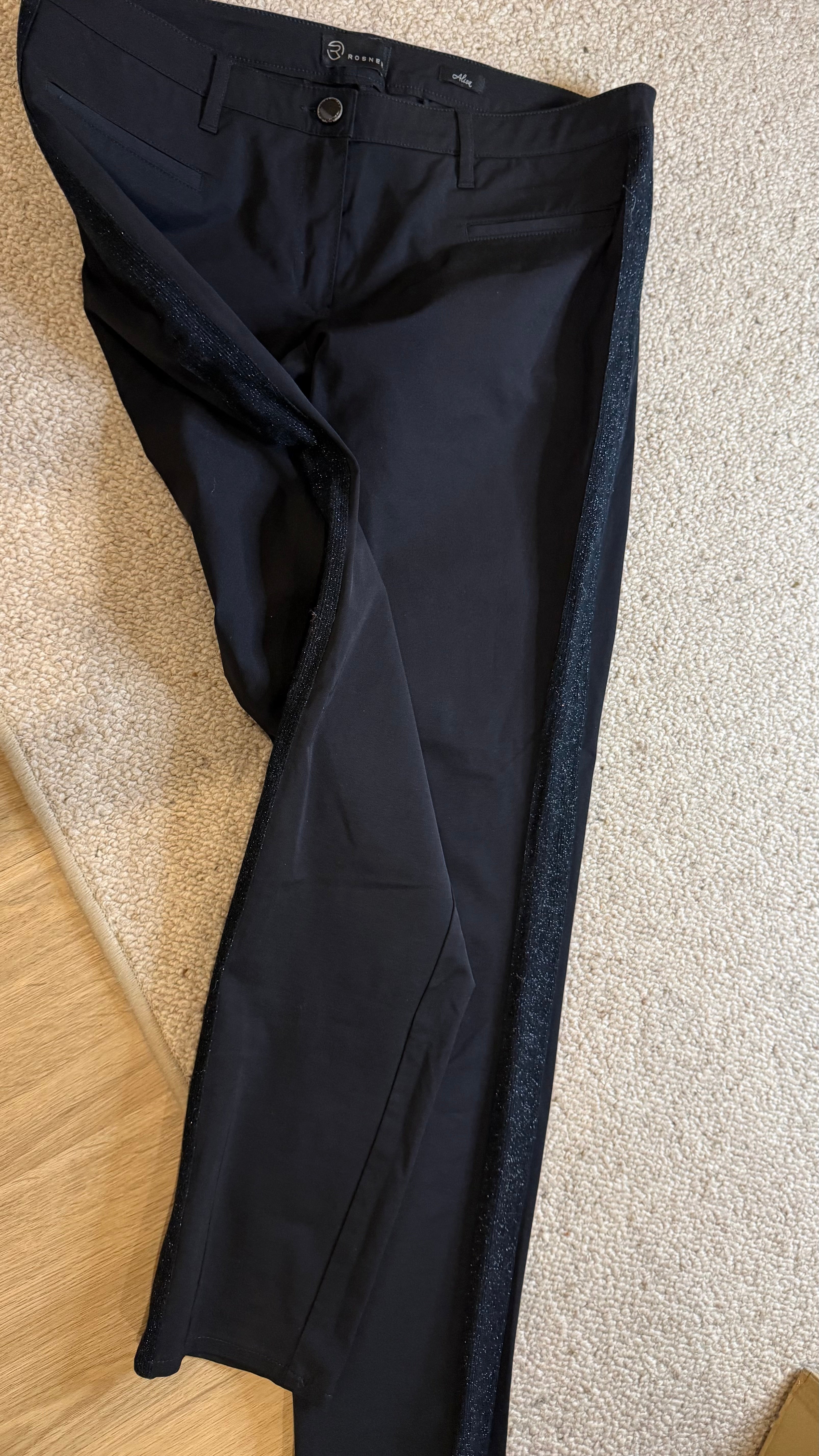 Rosner Alisa Trousers D 42 Black Glitter Side Stripe Very Good